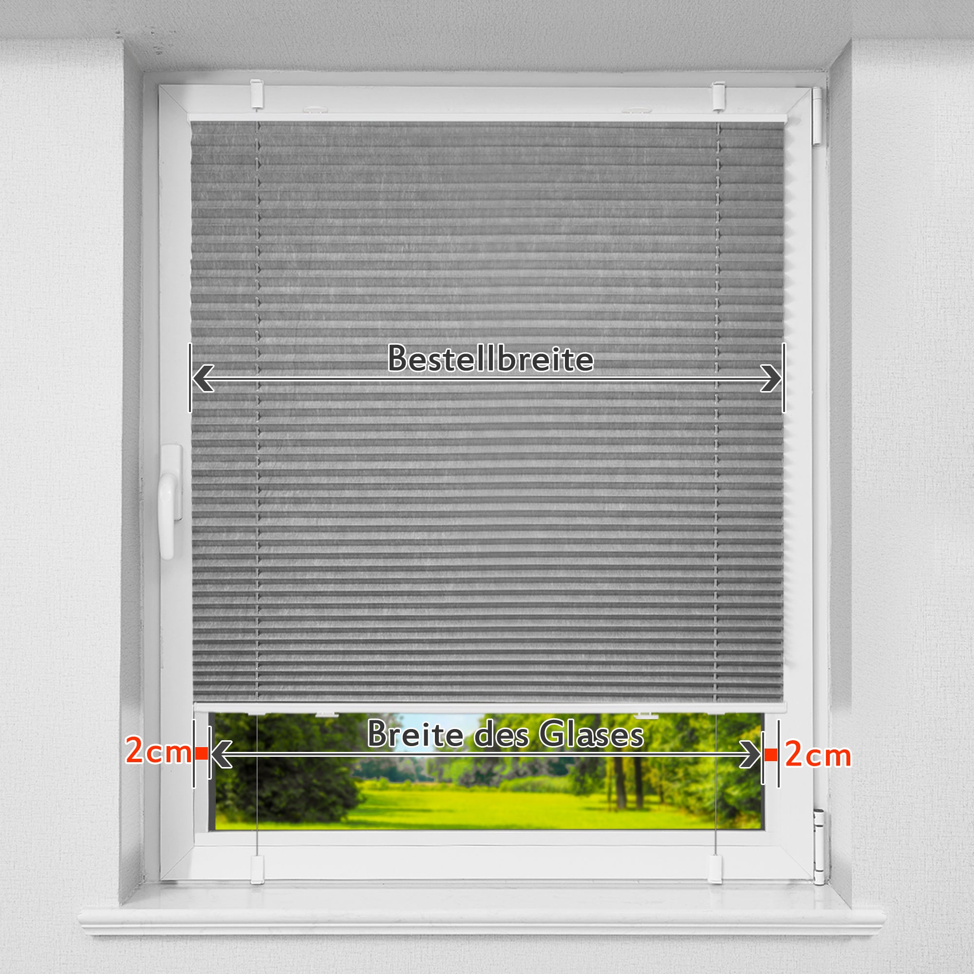 HOMEDEMO Plissee ohne Bohren verdunkelung, Thermo Plisseerollo Klemmfix, Grau