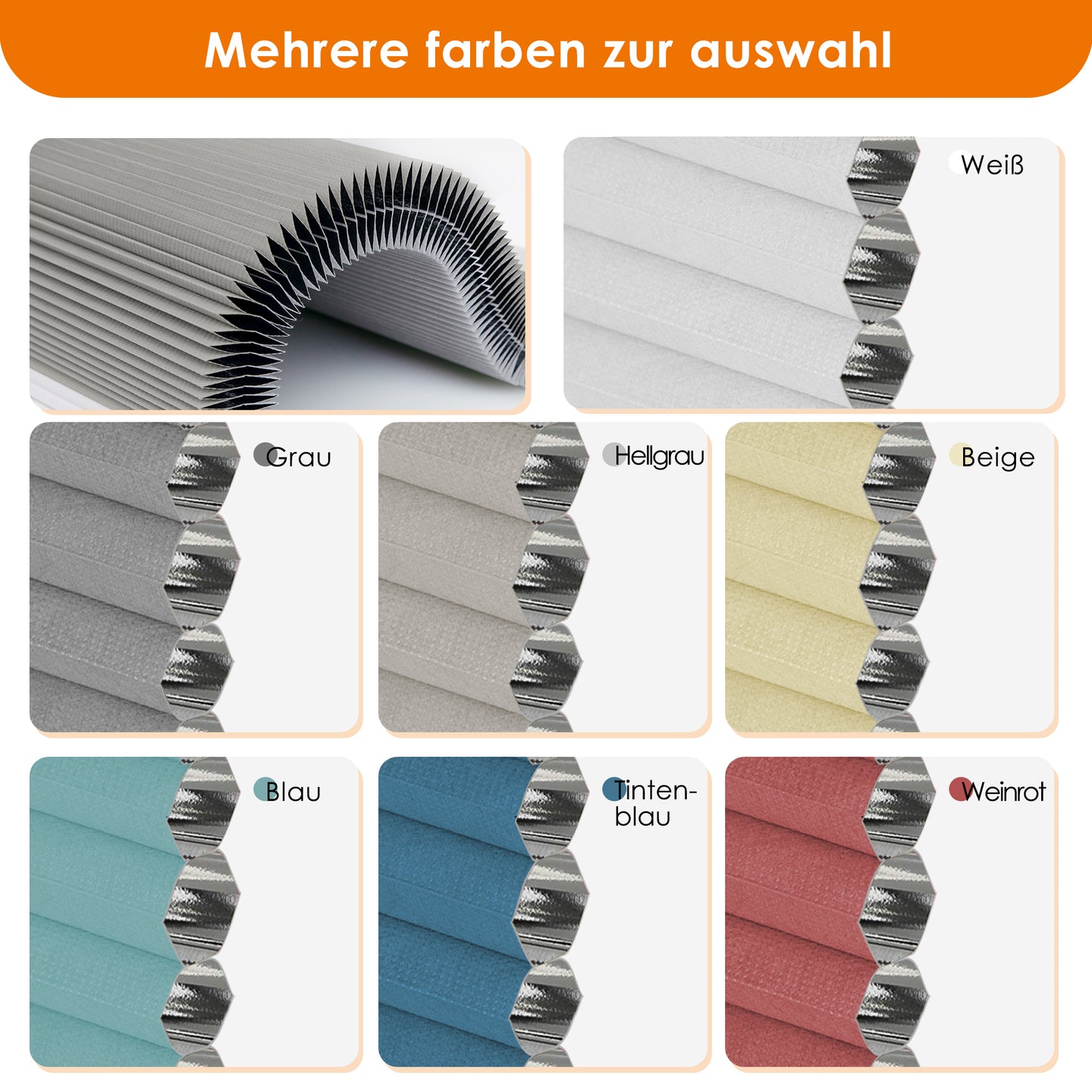 HOMEDEMO Wabenplissee Plissee ohne Bohren Klemmfix Verdunklung Thermo Zweifarbig