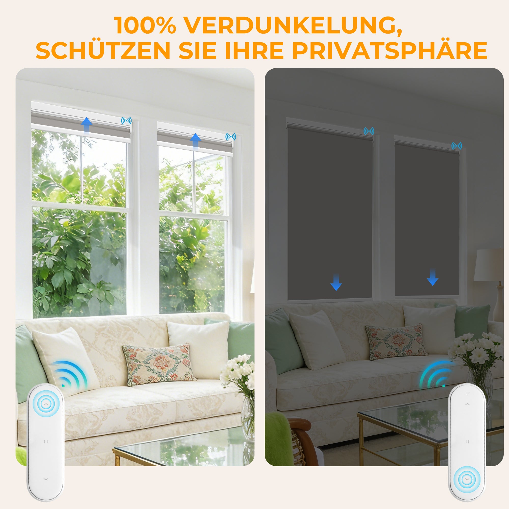 Elektrisches Rollo M100 Motorrollo silberbeschichtet vollverdunkelnd wärmedämmend Fensterrollo mit Funkmotor für Schlafzimmer Wohnzimmer Büro