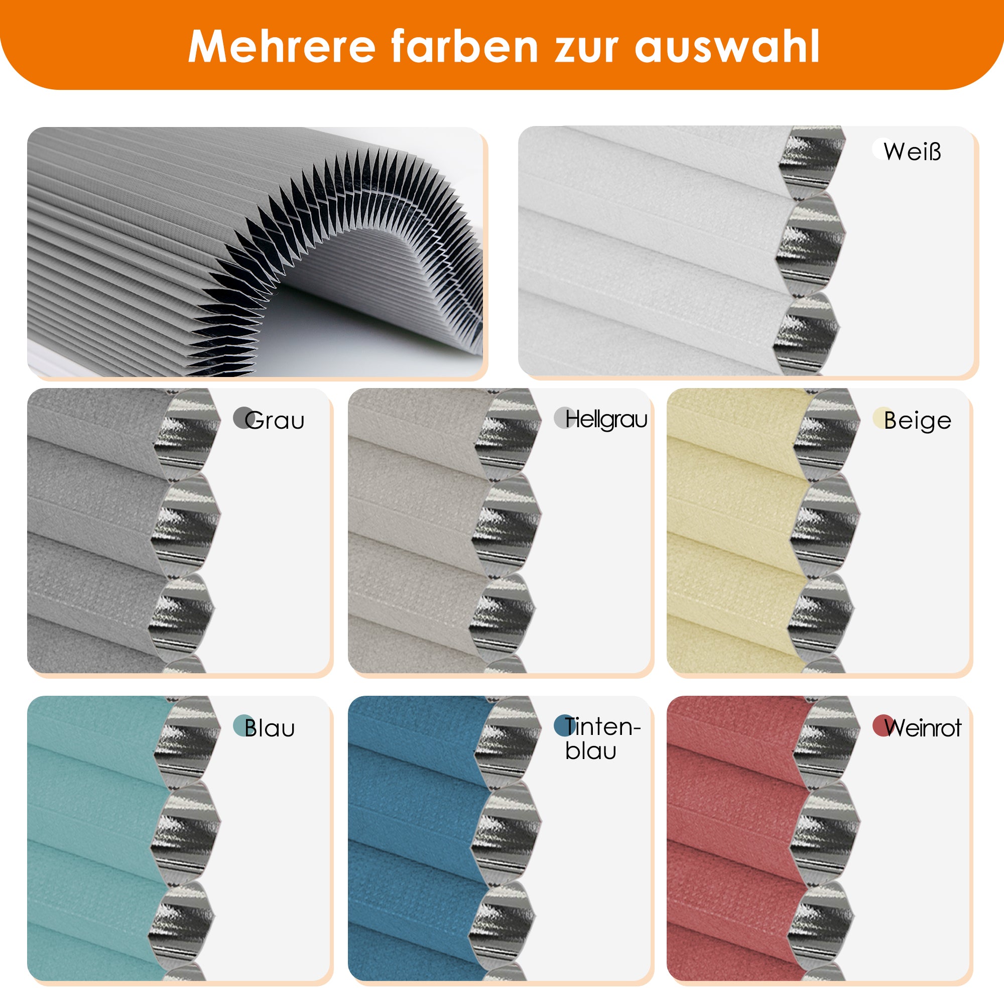 HOMEDEMO Wabenplissee Plissee ohne Bohren Klemmfix Verdunklung Thermo Zweifarbig