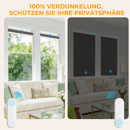 Elektrisches Rollo M100 Motorrollo silberbeschichtet vollverdunkelnd wärmedämmend Fensterrollo mit Funkmotor für Schlafzimmer Wohnzimmer Büro