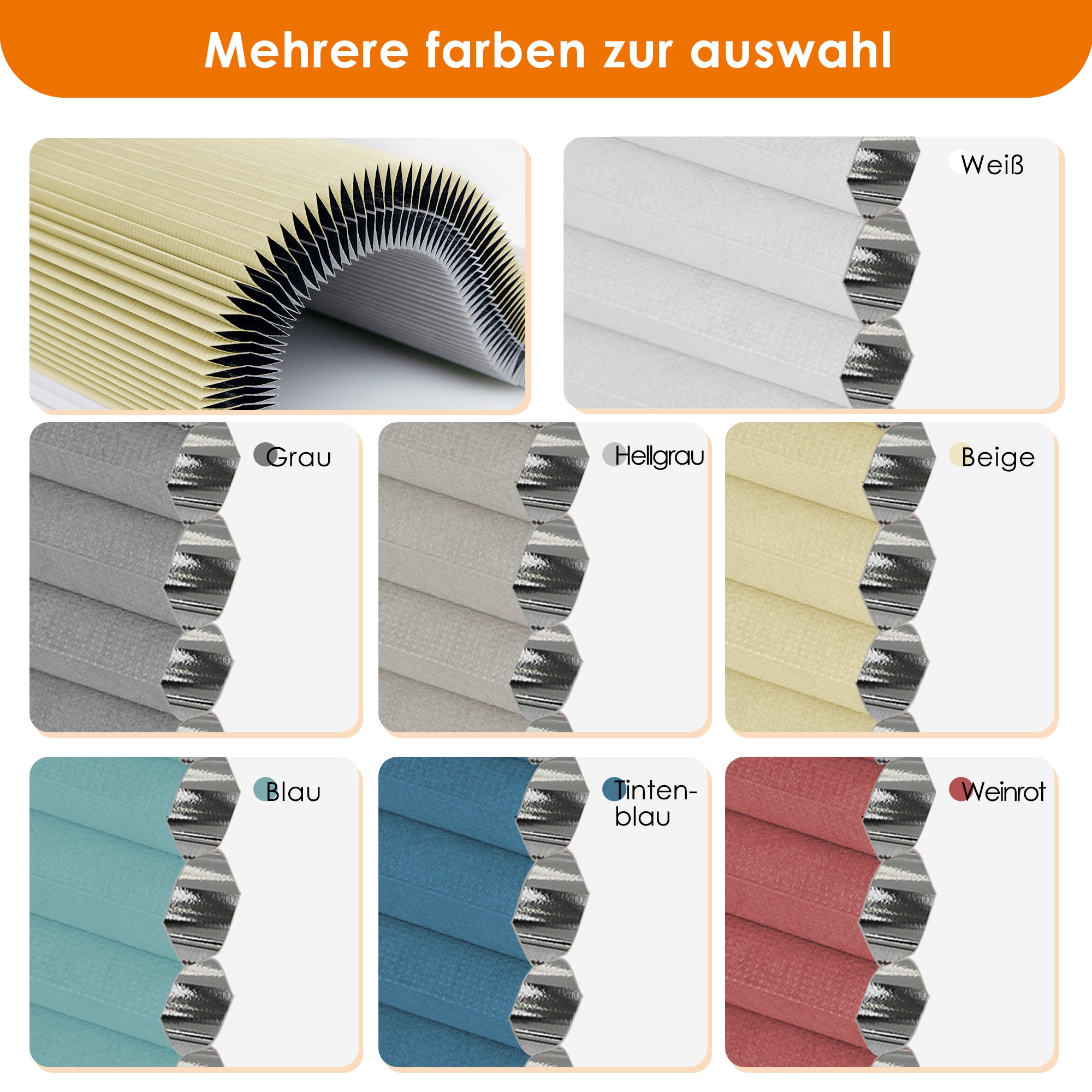 HOMEDEMO Wabenplissee Plissee ohne Bohren Klemmfix Verdunklung Thermo Zweifarbig