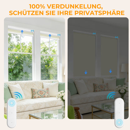 Elektrisches Rollo M100 Motorrollo silberbeschichtet vollverdunkelnd wärmedämmend Fensterrollo mit Funkmotor für Schlafzimmer Wohnzimmer Büro