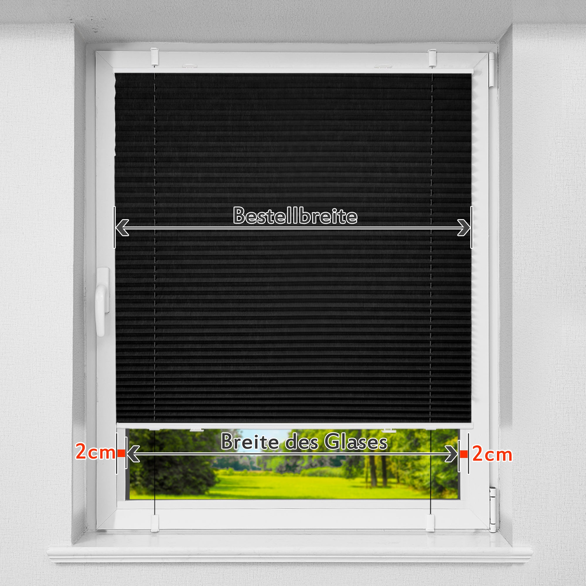 HOMEDEMO Plissee ohne Bohren verdunkelung, Thermo Plisseerollo Klemmfix,Schwarz