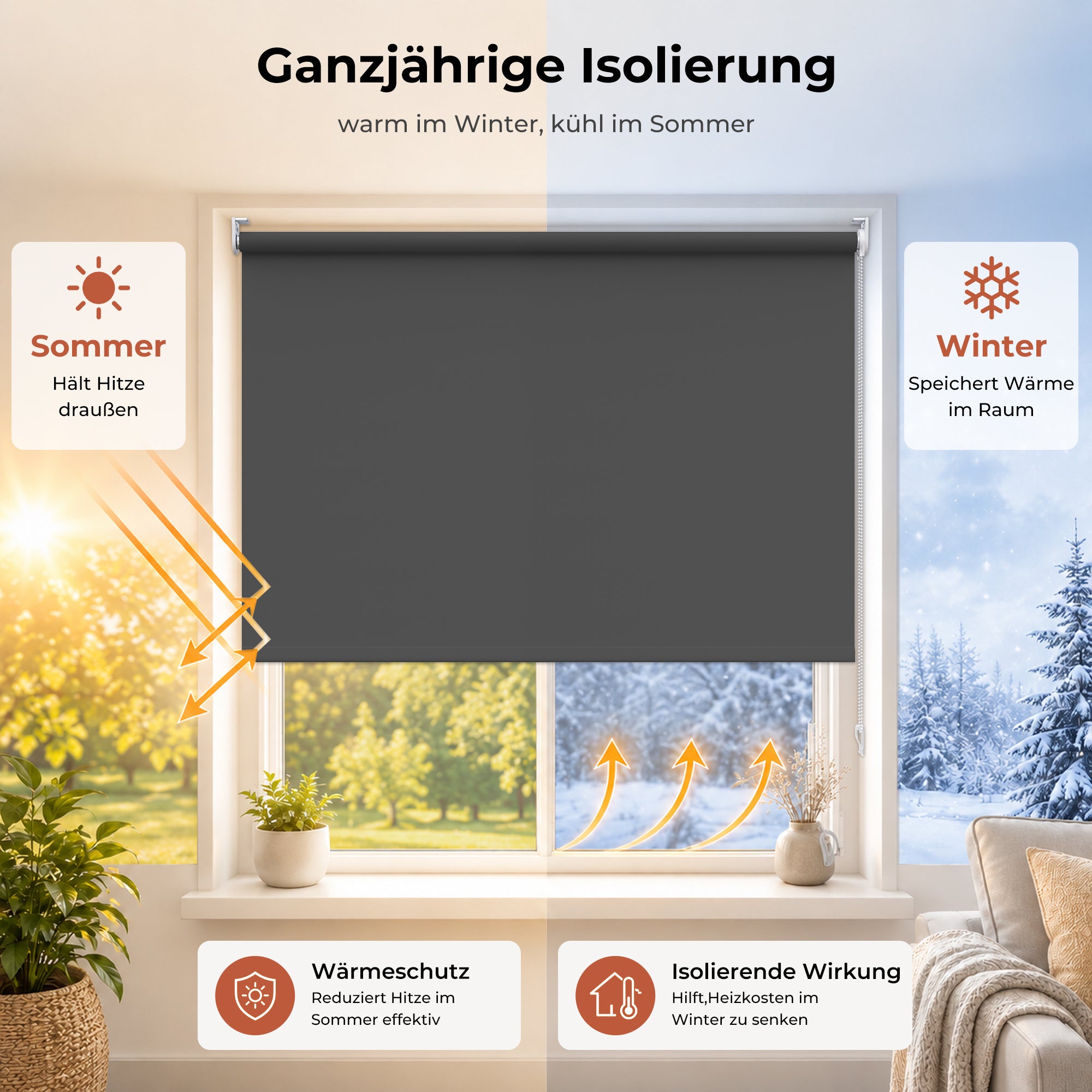 HOMEDEMO Verdunklungsrollo mit Bohren