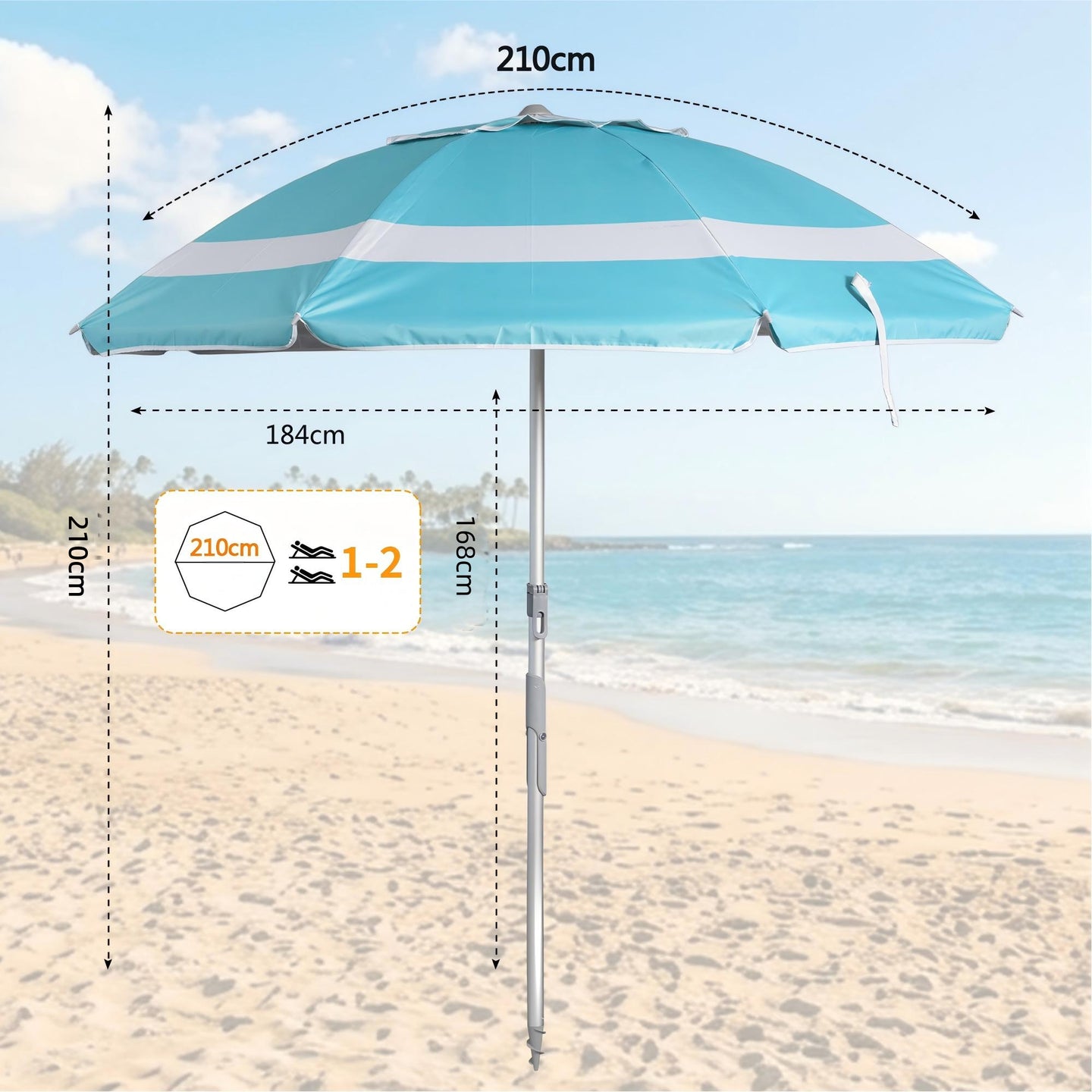 Alu-Sonnenschirm 360° Neigbar|Gartenschirm Marktschirm|UV50+ Schutz