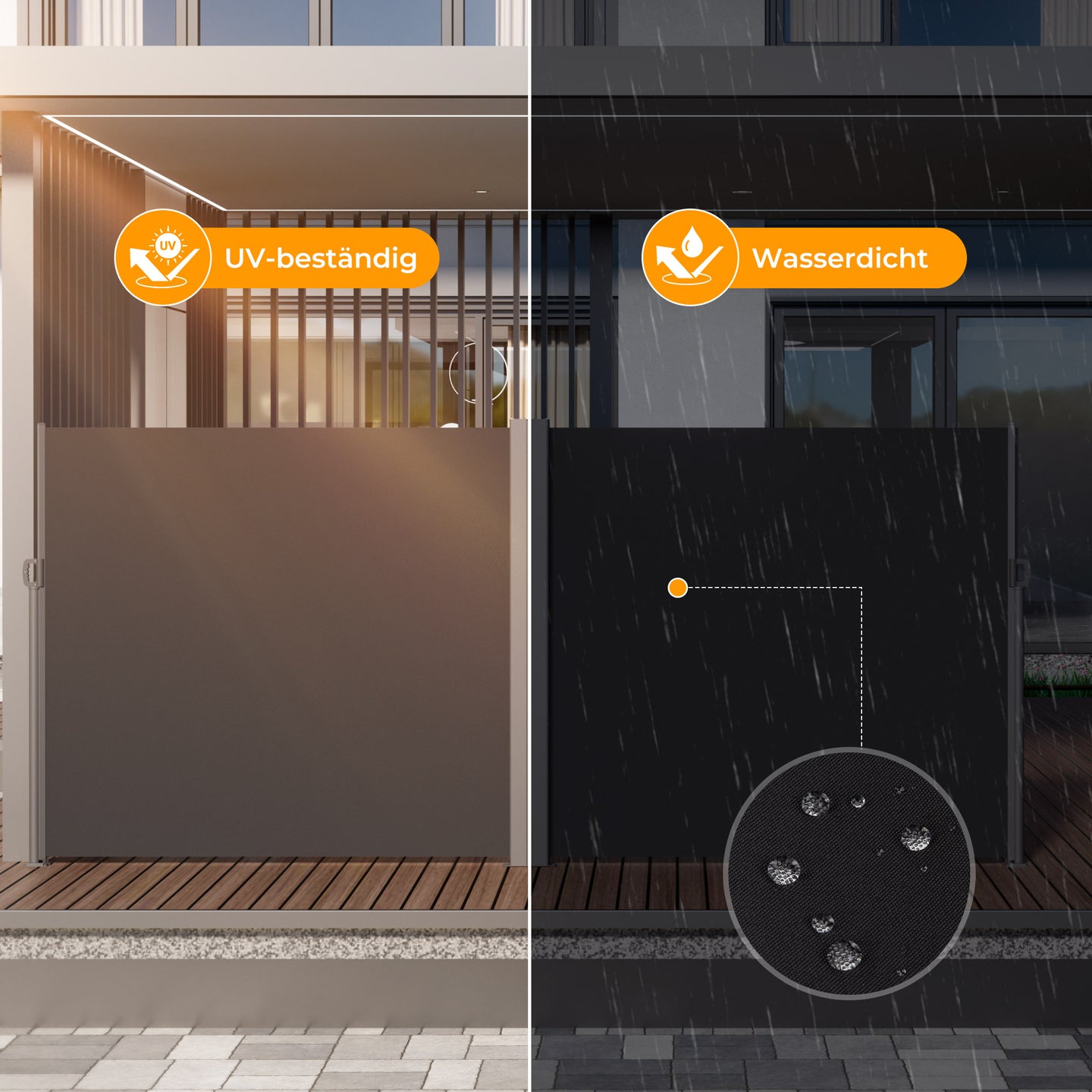 HOMEDEMO Alu-Seitenmarkise ausziehbar,Sichtschutz Sonnenschutz Markise