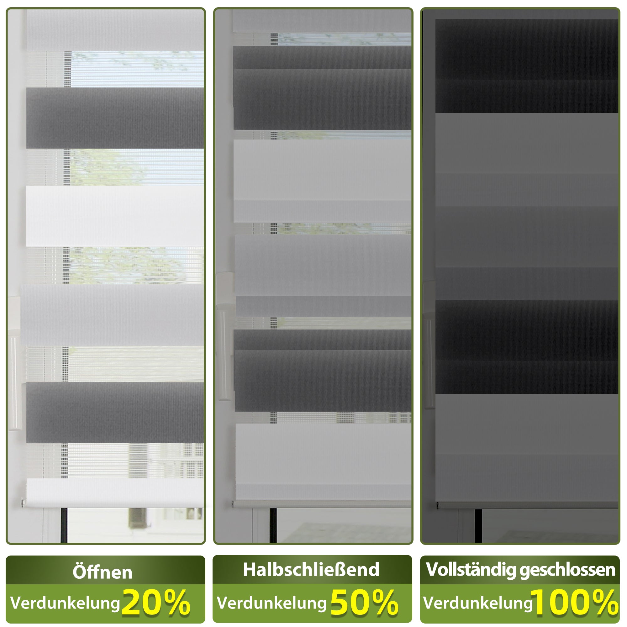 HOMEDEMO Doppelrollo Klemmfix ohne Bohren & mit Bohren, Rollos für Fenster und Tür