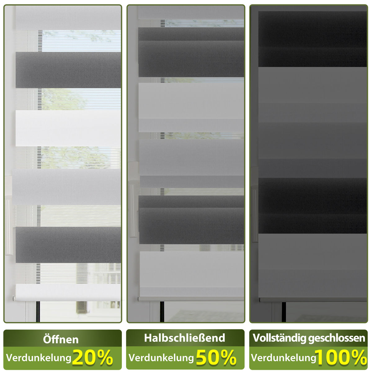 HOMEDEMO Doppelrollo Klemmfix ohne Bohren & mit Bohren, Rollos für Fenster und Tür