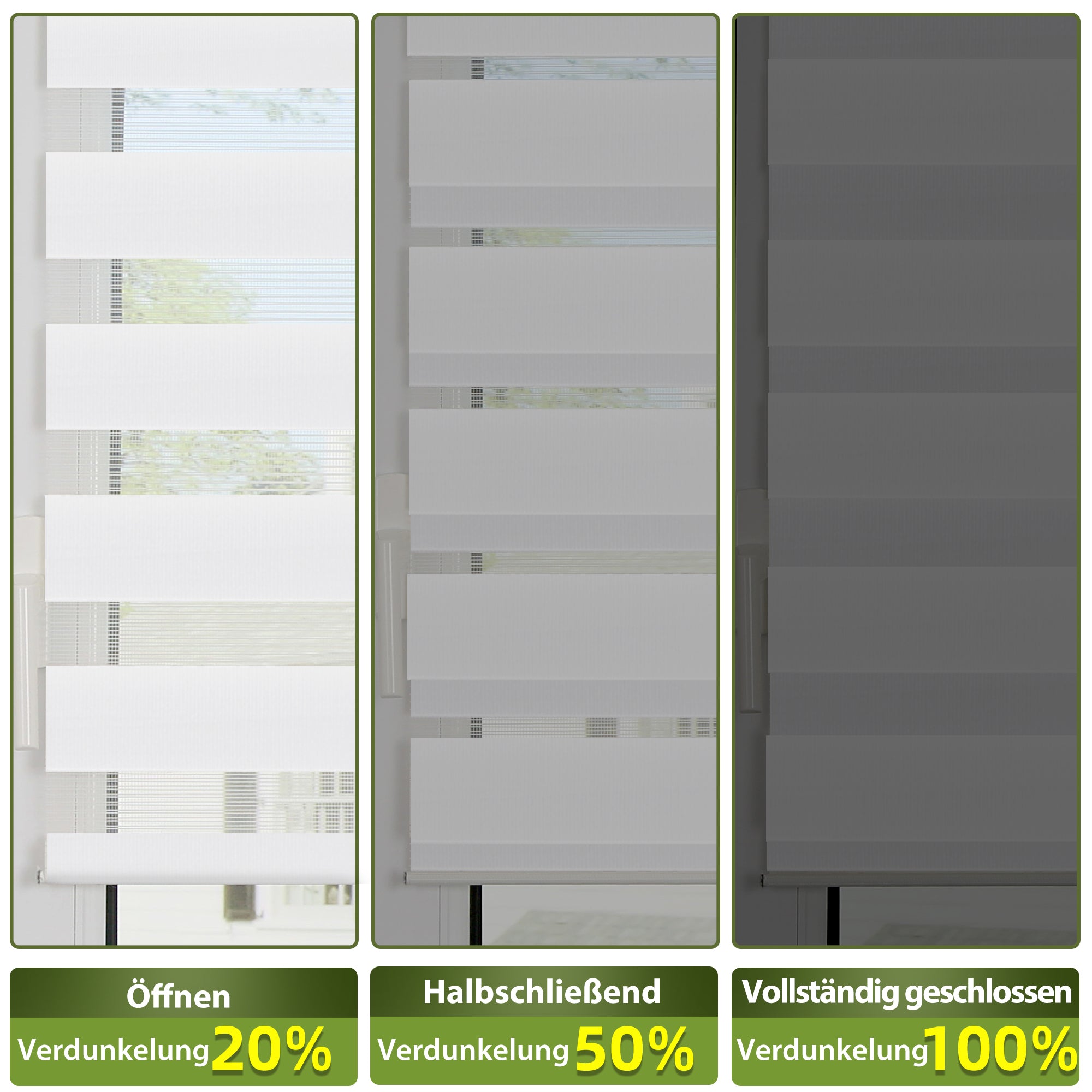 HOMEDEMO Doppelrollo Klemmfix ohne Bohren & mit Bohren, Rollos für Fenster und Tür,Weiß,Grau,Weiß-Schwarz