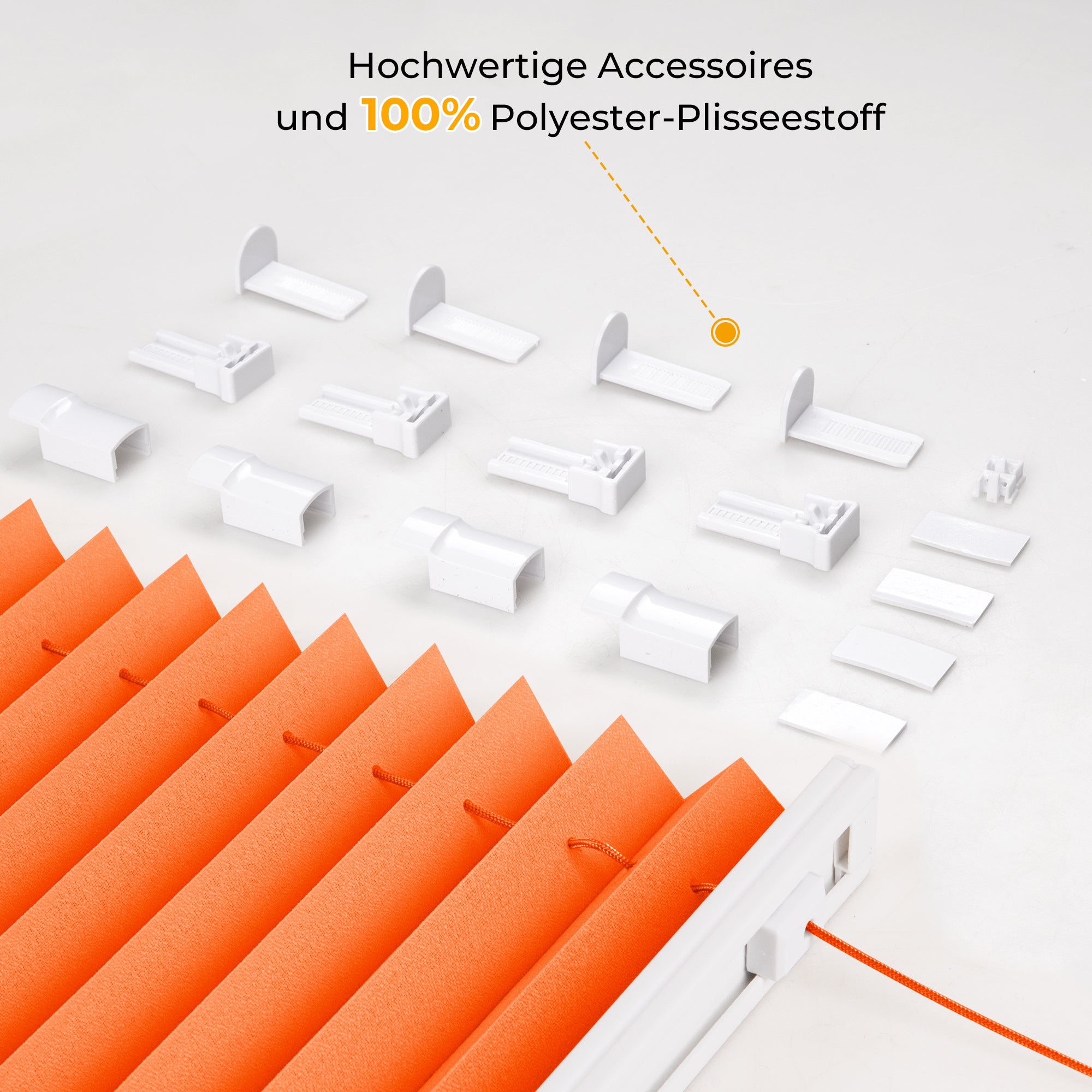 HOMEDEMO Plissee Klemmfix ohne Bohren Jalousien Orange, Plisseerollo mit Klemmträger, lichtdurchlässig Faltrollo mit Sicht- und Sonnenschutz, blickdichte Jalousie für Fenster &amp; Tür