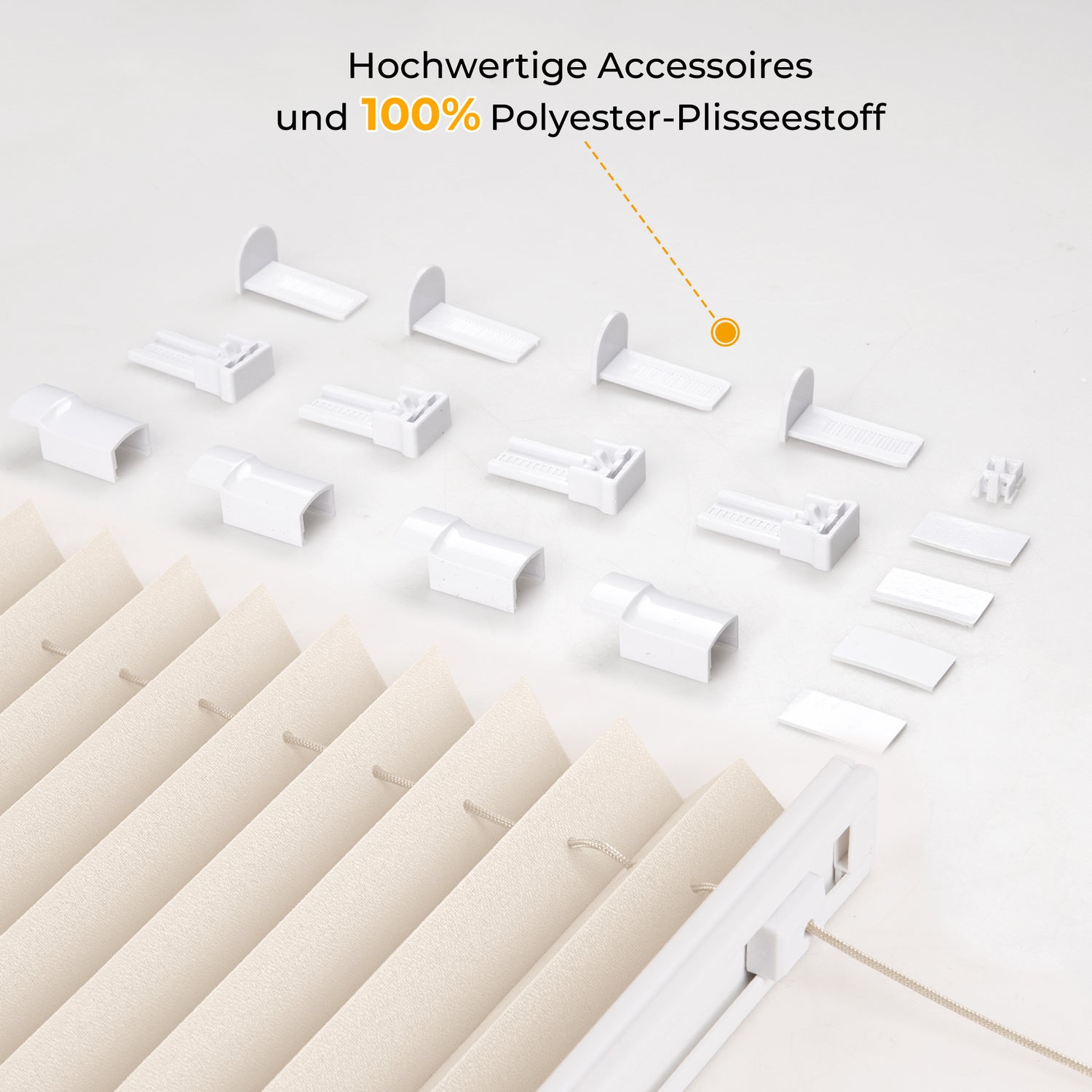 HOMEDEMO Plissee Klemmfix ohne Bohren Jalousien Beige, Plisseerollo mit Klemmträger, lichtdurchlässig Faltrollo mit Sicht- und Sonnenschutz, blickdichte Jalousie für Fenster &amp; Tür