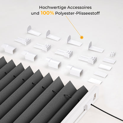 HOMEDEMO Plissee Klemmfix ohne Bohren Jalousien Anthrazit, Plisseerollo mit Klemmträger, lichtdurchlässig Faltrollo mit Sicht- und Sonnenschutz, blickdichte Jalousie für Fenster &amp; Tür
