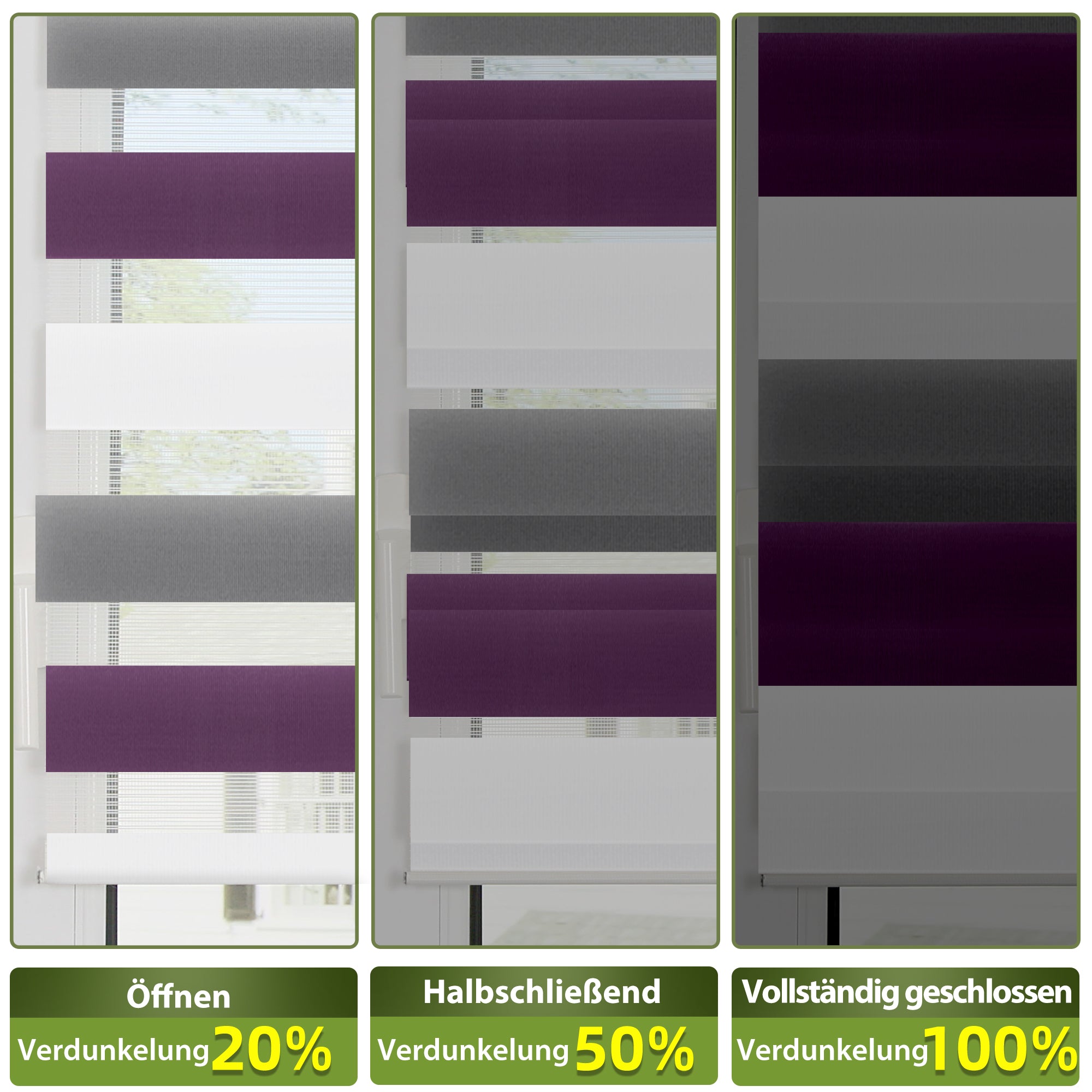 HOMEDEMO Doppelrollo Klemmfix ohne Bohren & mit Bohren, Rollos für Fenster und Tür