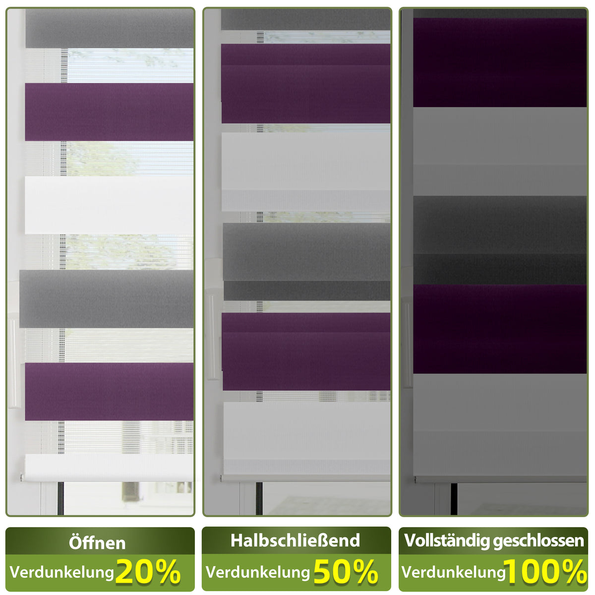 HOMEDEMO Doppelrollo Klemmfix ohne Bohren & mit Bohren, Rollos für Fenster und Tür