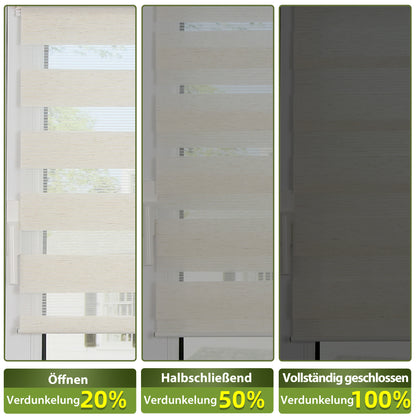 HOMEDEMO Duo Klemmfix Doppelrollo ohne Bohren, Sichtschutz Fensterrollo Leinen Grün