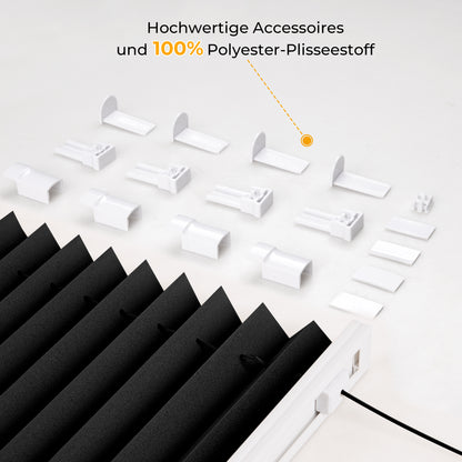 HOMEDEMO Plissee Klemmfix ohne Bohren Jalousien Schwarz, Plisseerollo mit Klemmträger, lichtdurchlässig Faltrollo mit Sicht- und Sonnenschutz, blickdichte Jalousie für Fenster &amp; Tür