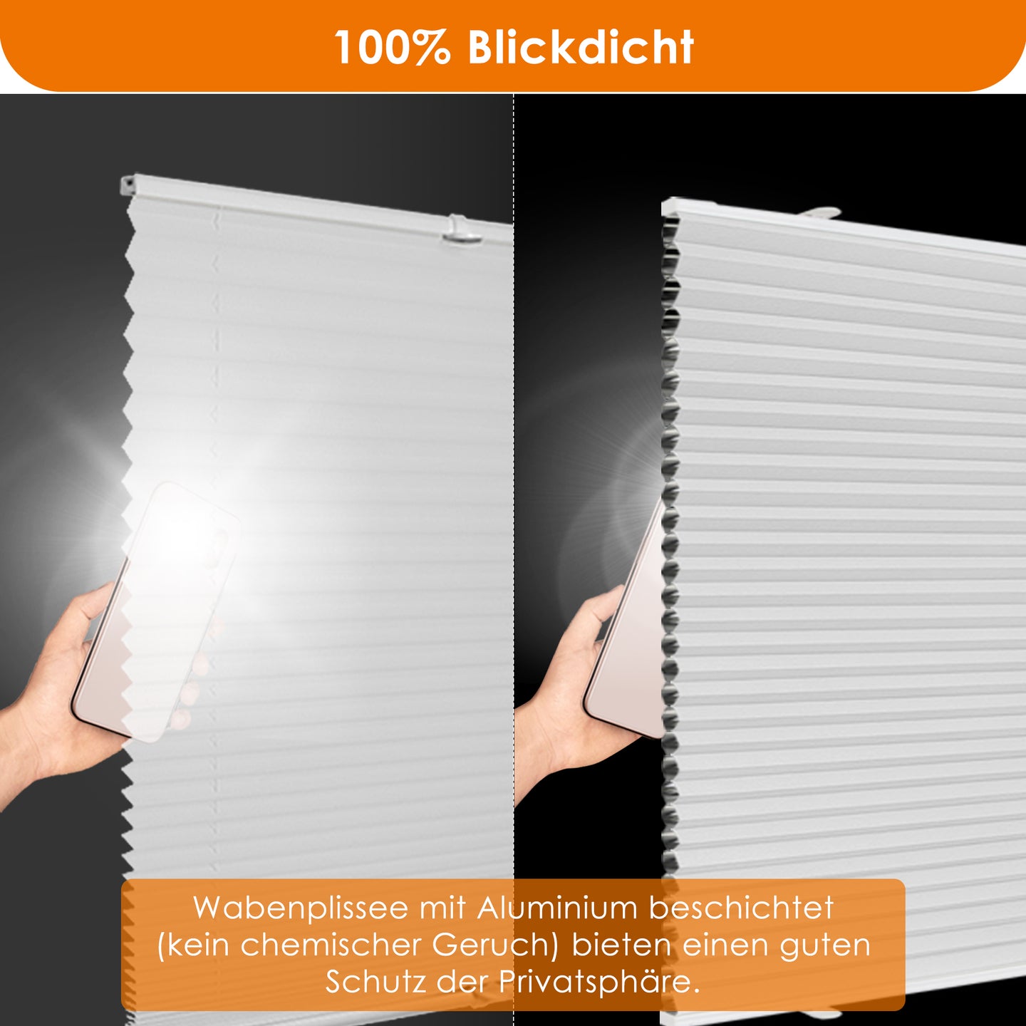 HOMEDEMO Wabenplissee Plissee ohne Bohren Klemmfix Verdunklung Thermo Zweifarbig