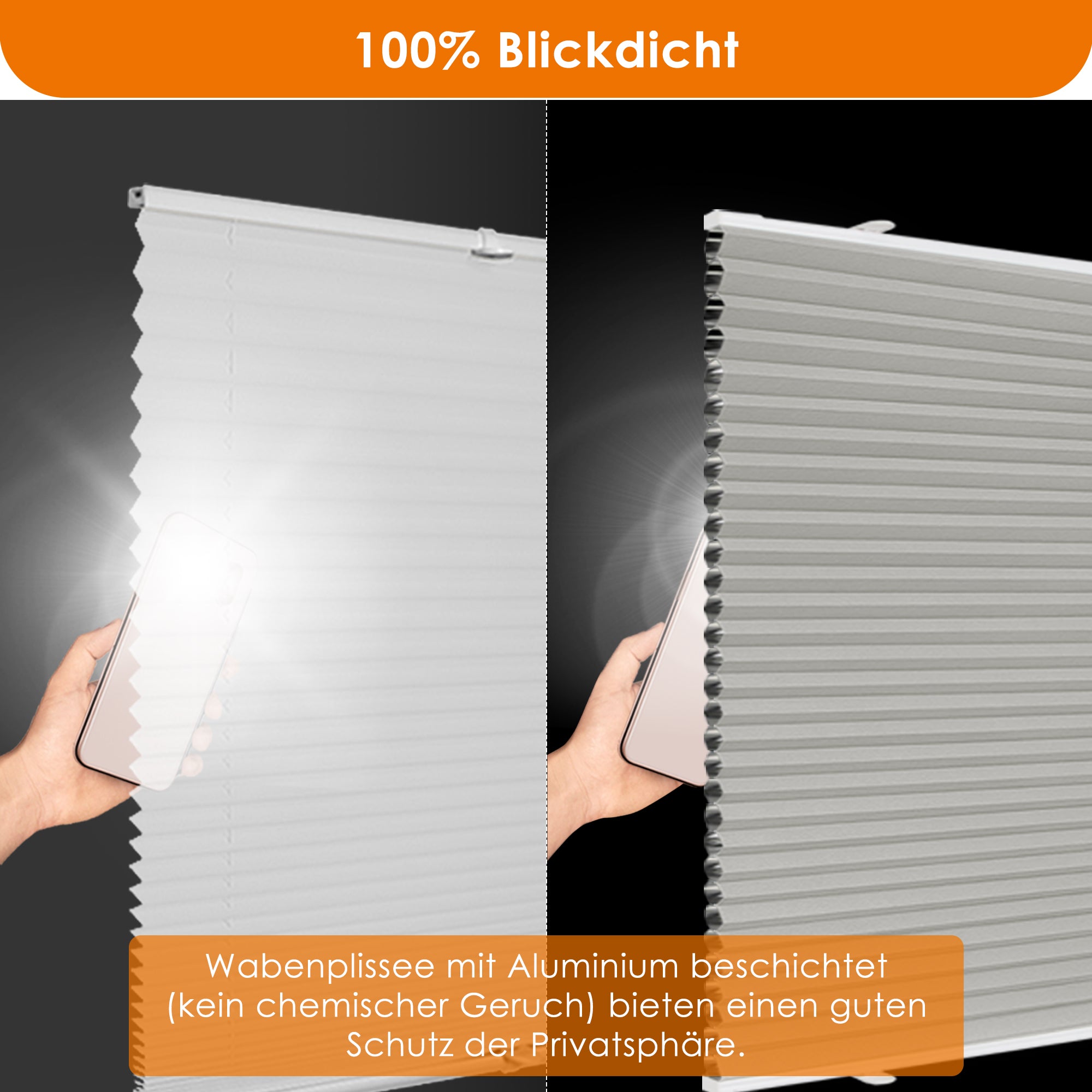 HOMEDEMO Wabenplissee Plissee ohne Bohren Klemmfix Verdunklung Thermo Zweifarbig