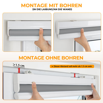 Elektrisches Rollo M100 Motorrollo silberbeschichtet vollverdunkelnd wärmedämmend Fensterrollo mit Funkmotor für Schlafzimmer Wohnzimmer Büro
