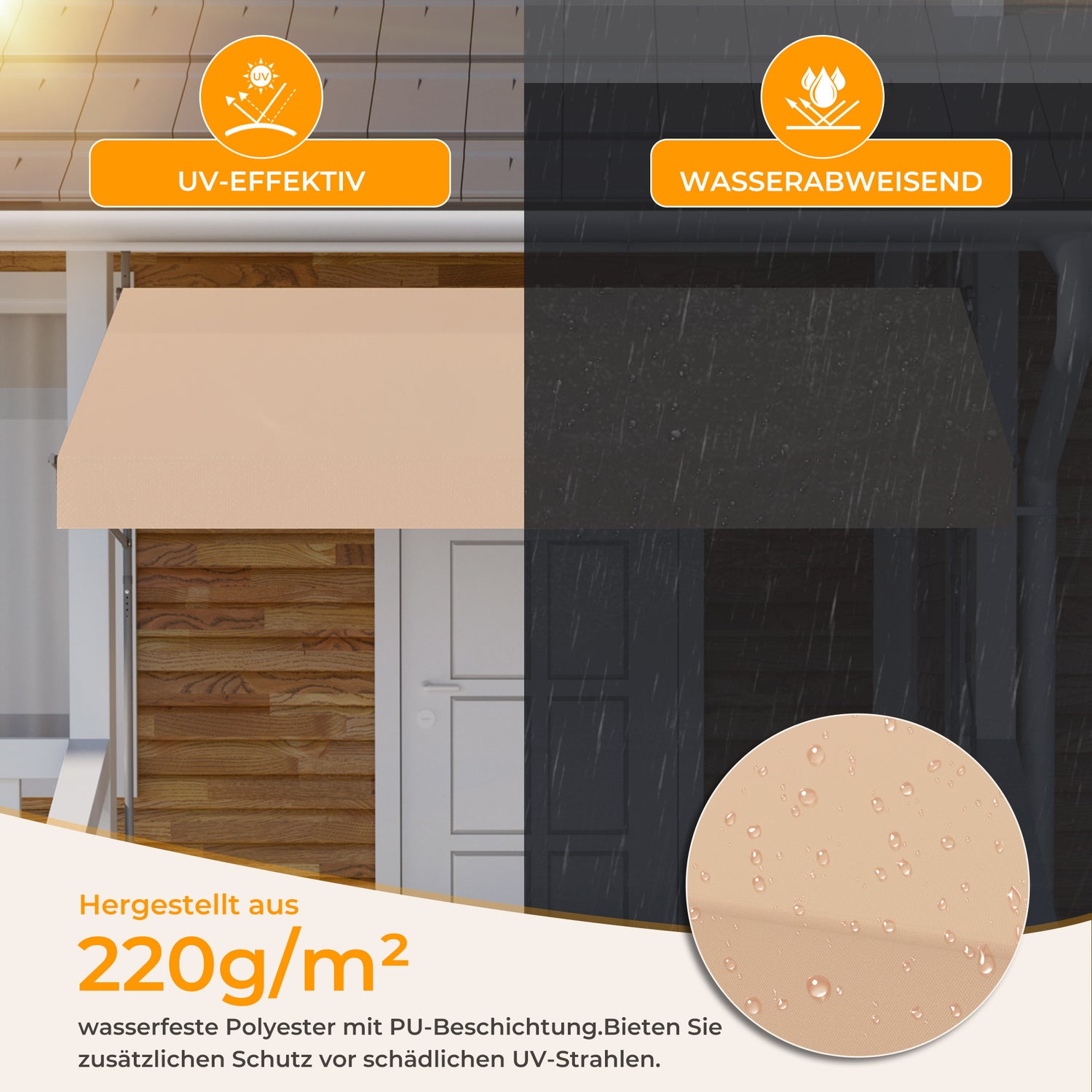 HOMEDEMO Klemmmarkise mit einstellbarer Handkurbel