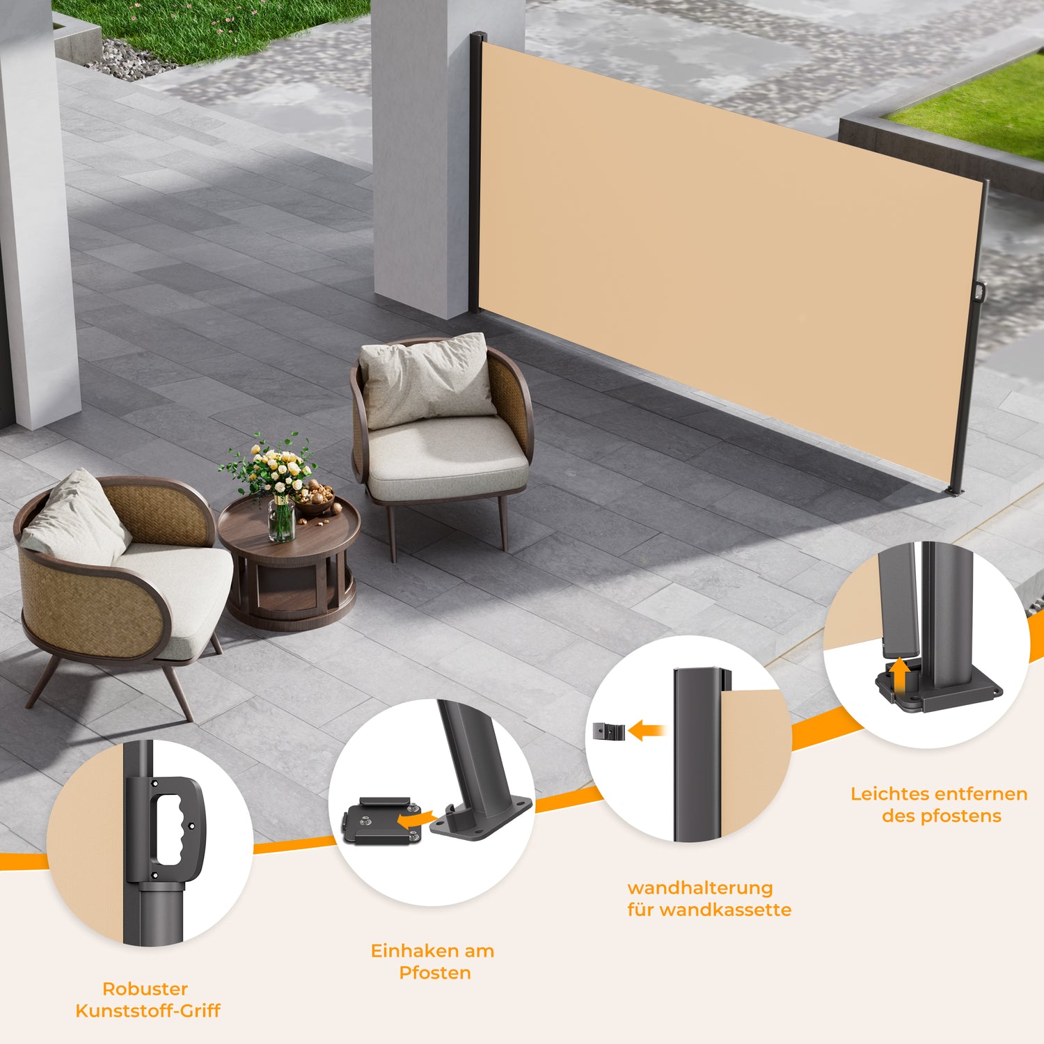 HOMEDEMO Alu-Seitenmarkise ausziehbar