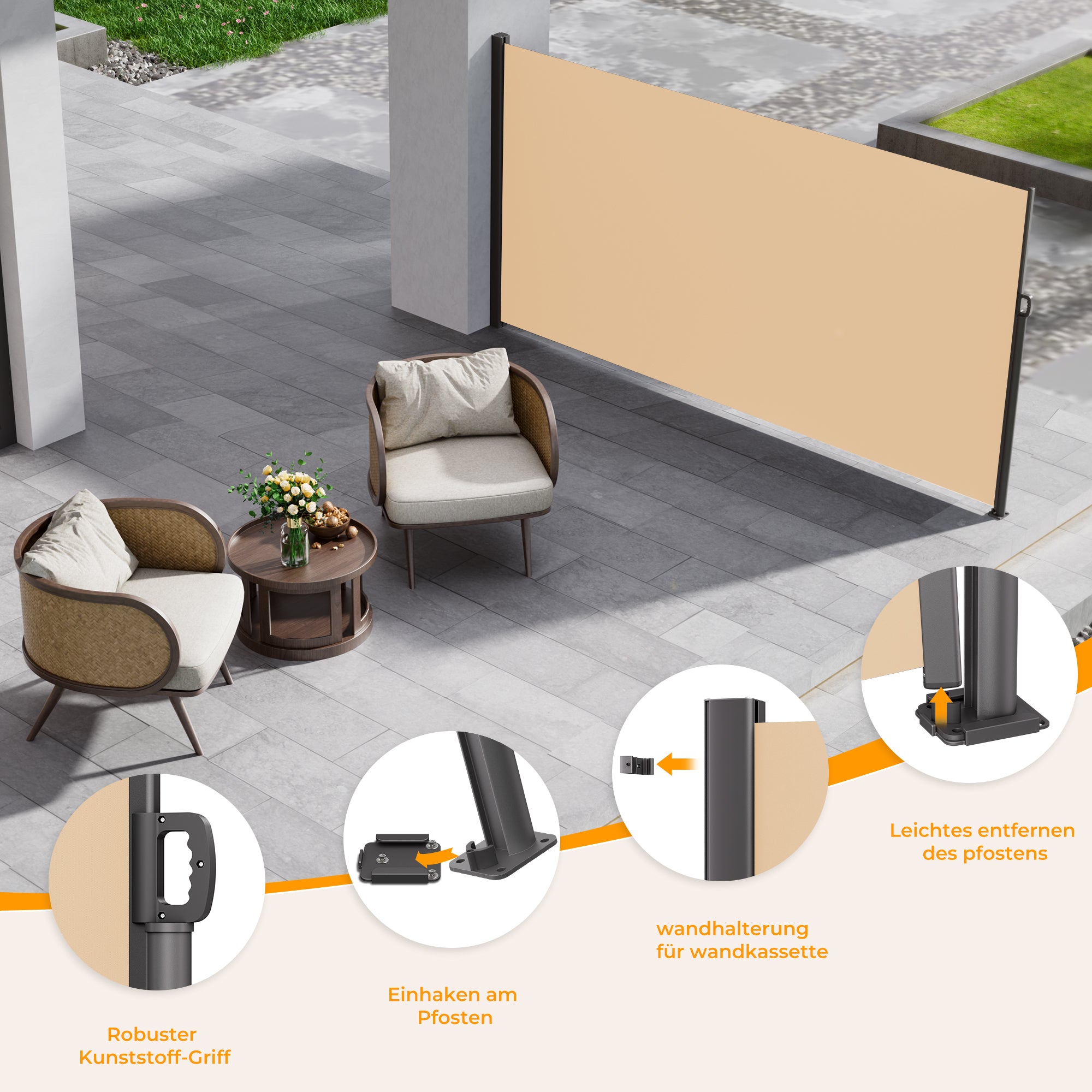 HOMEDEMO Alu-Seitenmarkise ausziehbar