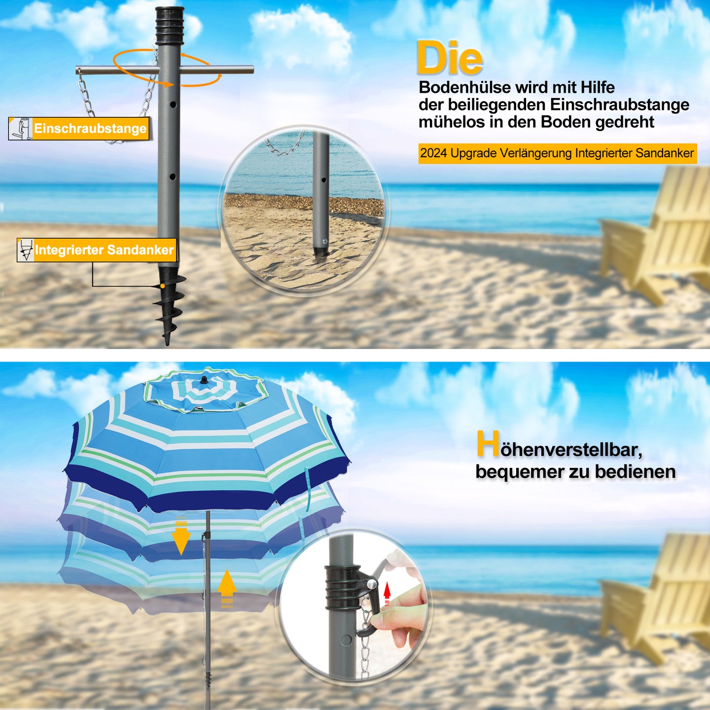 HOMEDEMO Strandschirm für draußen sonnenschirm