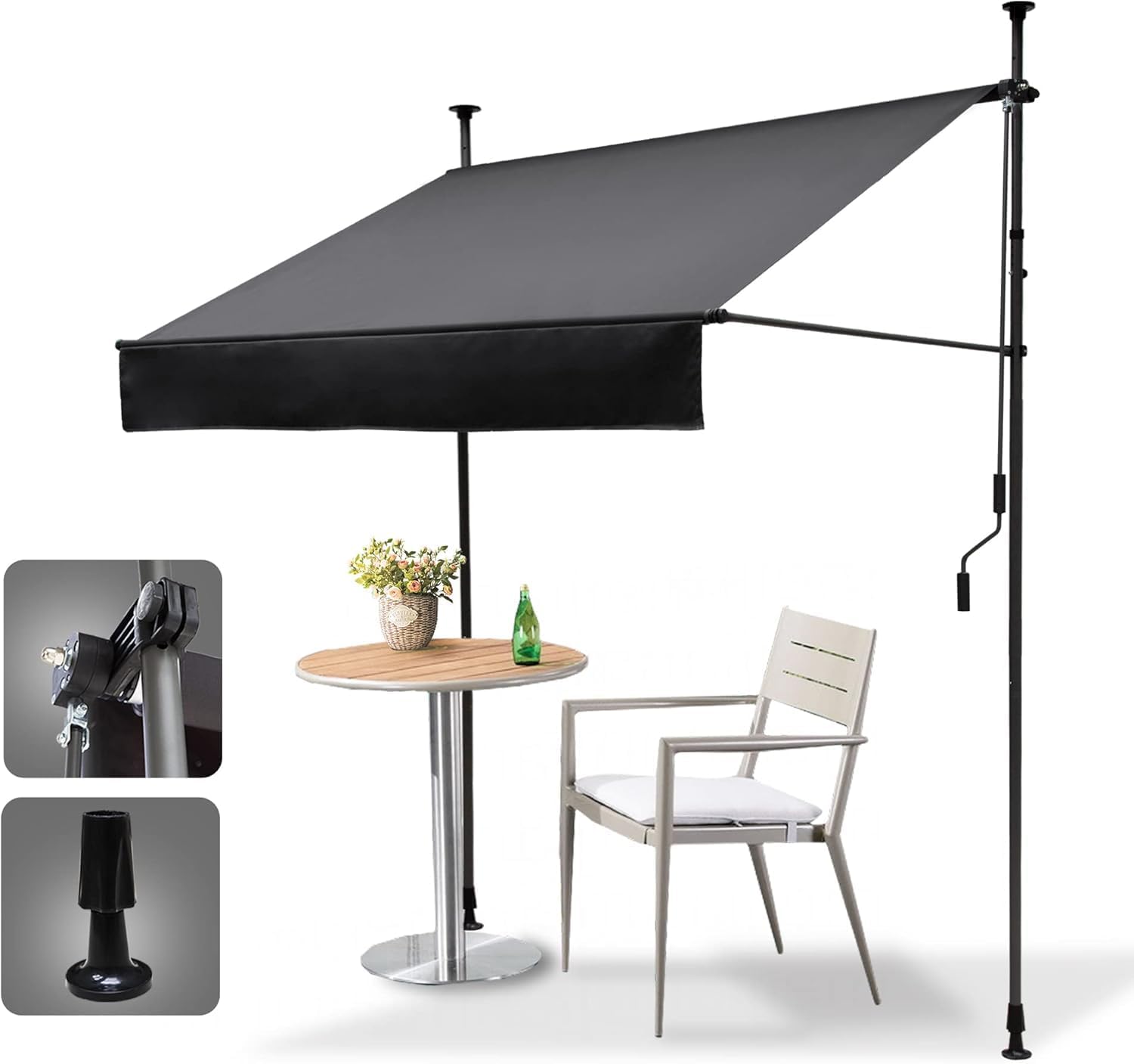 Klemmmarkise für Balkon mit Handkurbel manuell