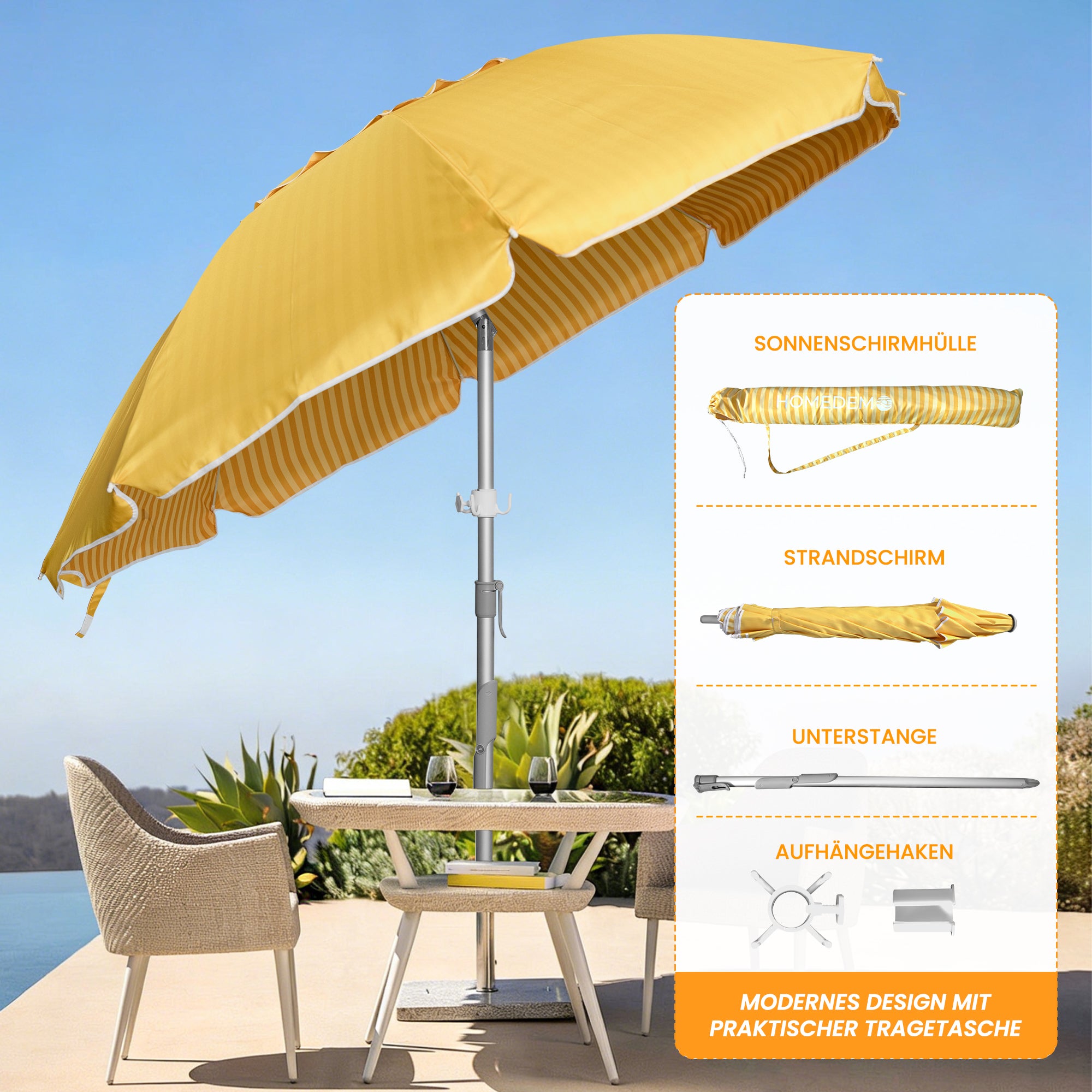 Alu-Sonnenschirm Doppelseitig,Gartenschirm Marktschirm
