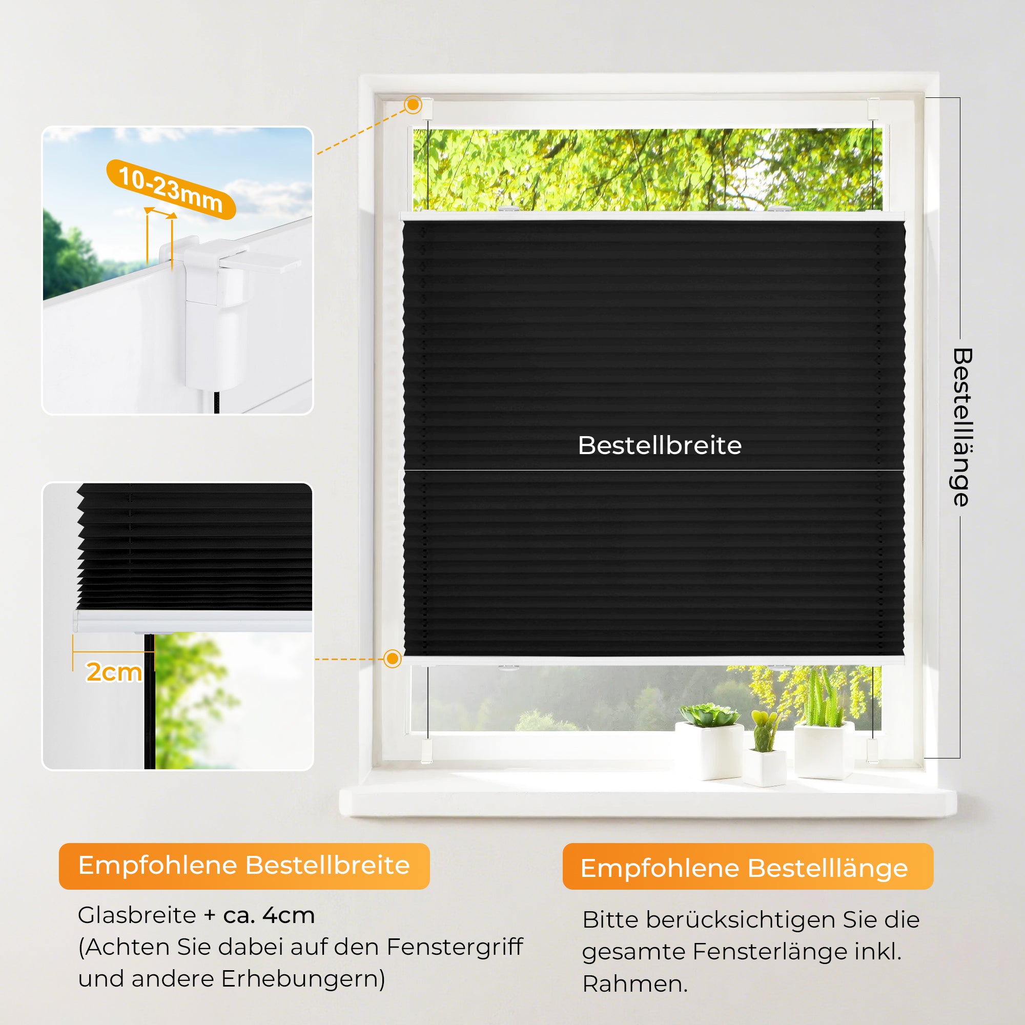 HOMEDEMO Plissee Klemmfix-Anthrazit