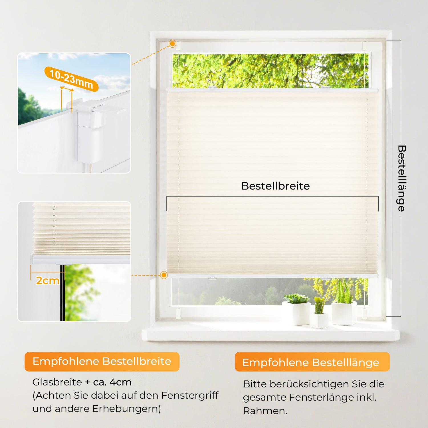 HOMEDEMO Plissee Klemmfix-Beige