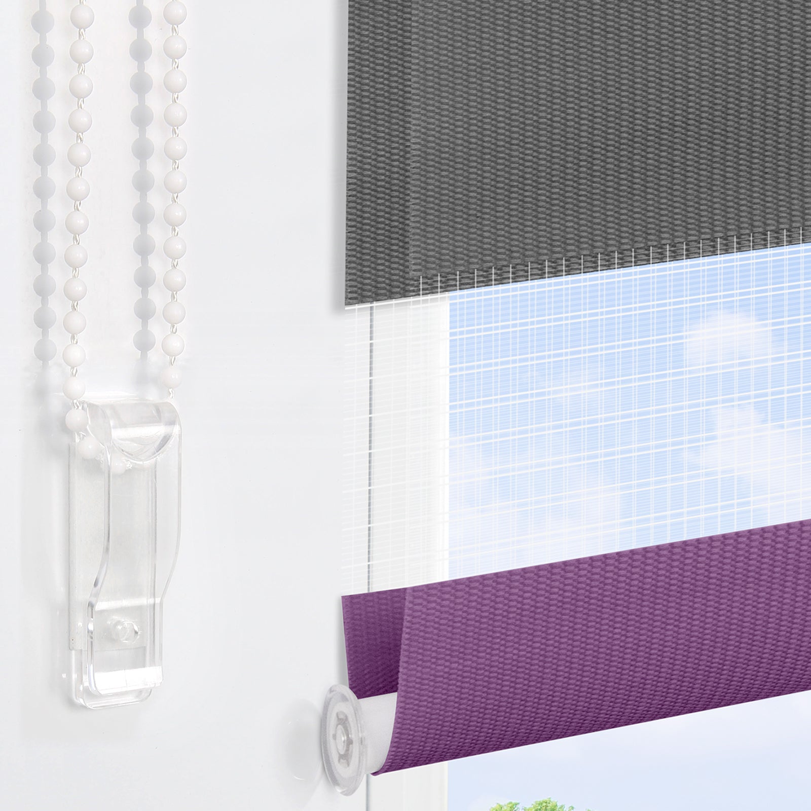 HOMEDEMO Doppelrollo Klemmfix ohne Bohren & mit Bohren, Rollos für Fenster und Tür
