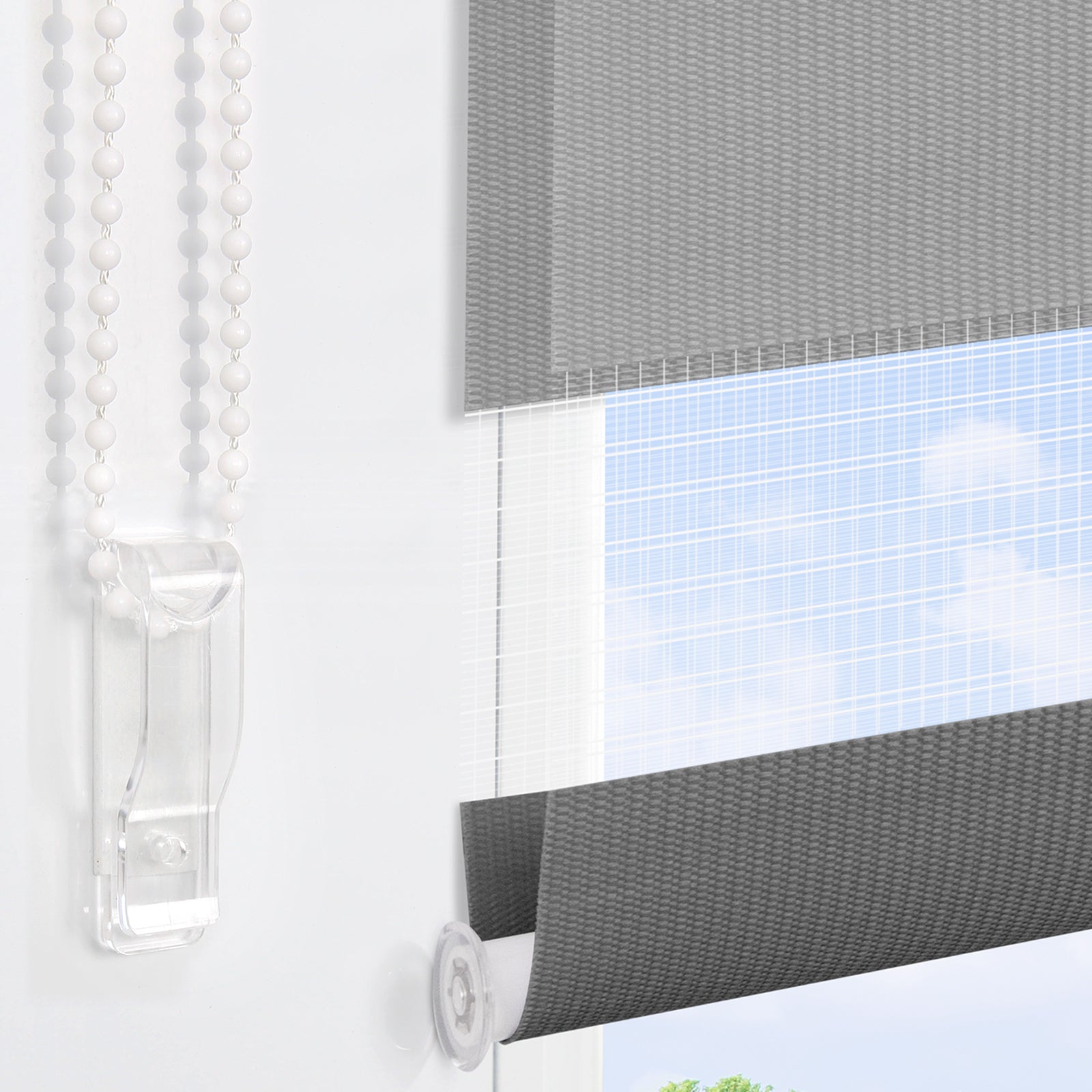 HOMEDEMO Doppelrollo Klemmfix ohne Bohren & mit Bohren, Rollos für Fenster und Tür