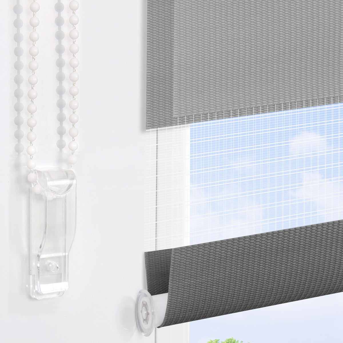 HOMEDEMO Doppelrollo Klemmfix ohne Bohren & mit Bohren, Rollos für Fenster und Tür
