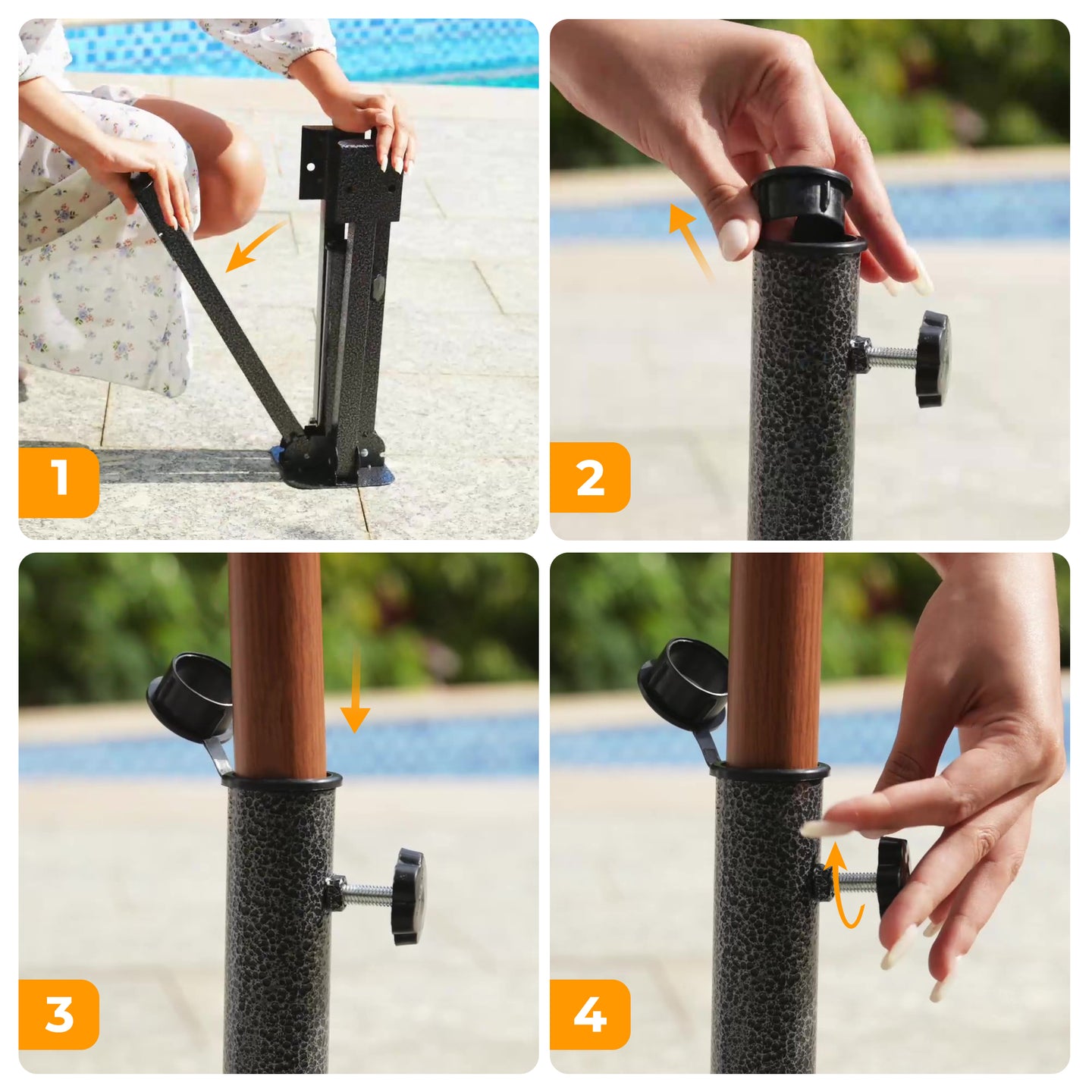 HOMEDEMO Klappbarer Stahl Sonnenschirm-KreuzgestellØ22–32mm