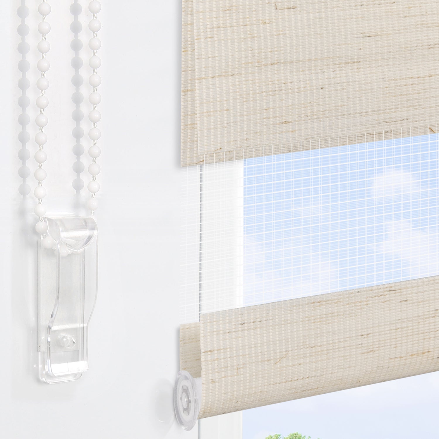 HOMEDEMO Duo Klemmfix Doppelrollo ohne Bohren, Sichtschutz Fensterrollo Leinen Grün