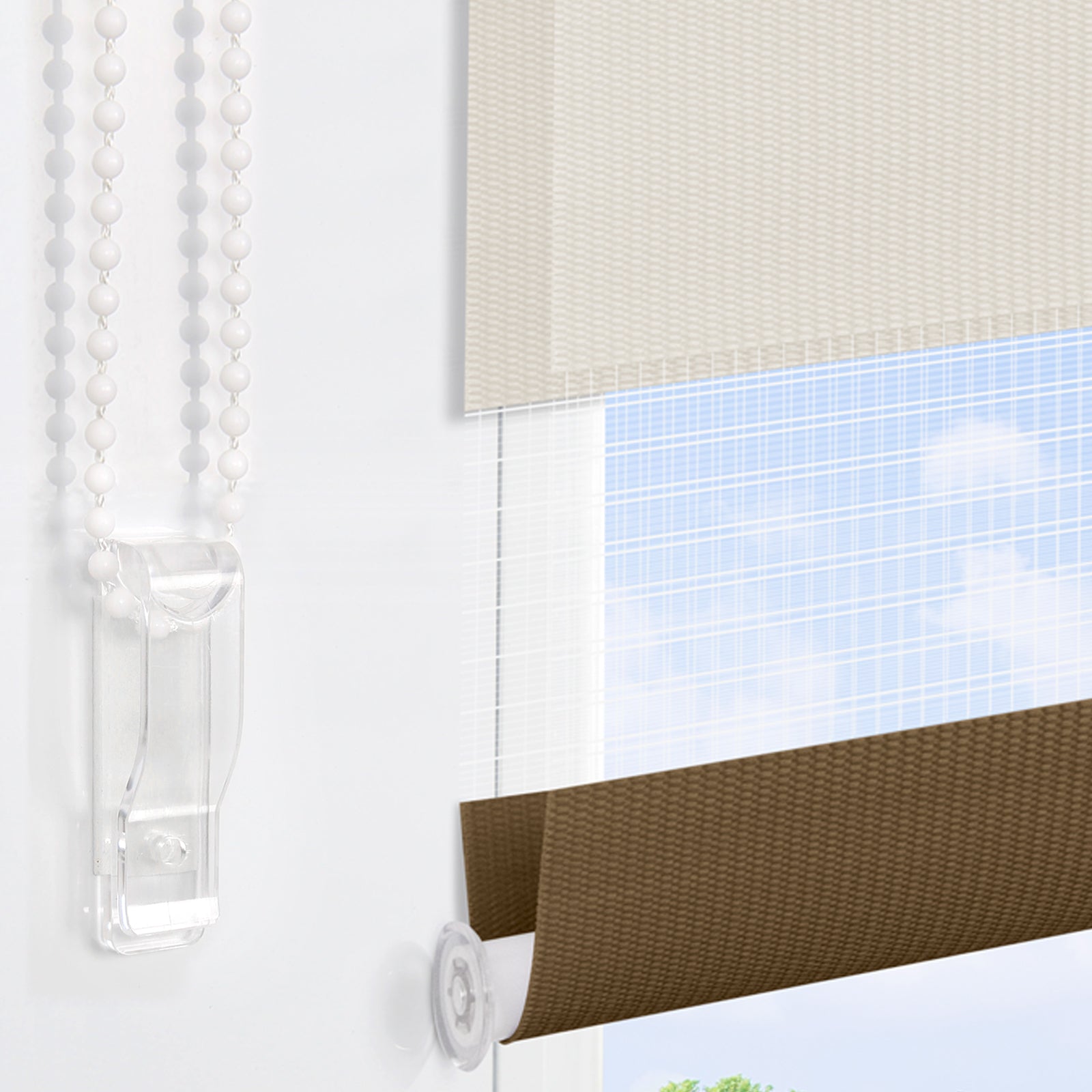 HOMEDEMO Doppelrollo Klemmfix ohne Bohren & mit Bohren, Rollos für Fenster und Tür