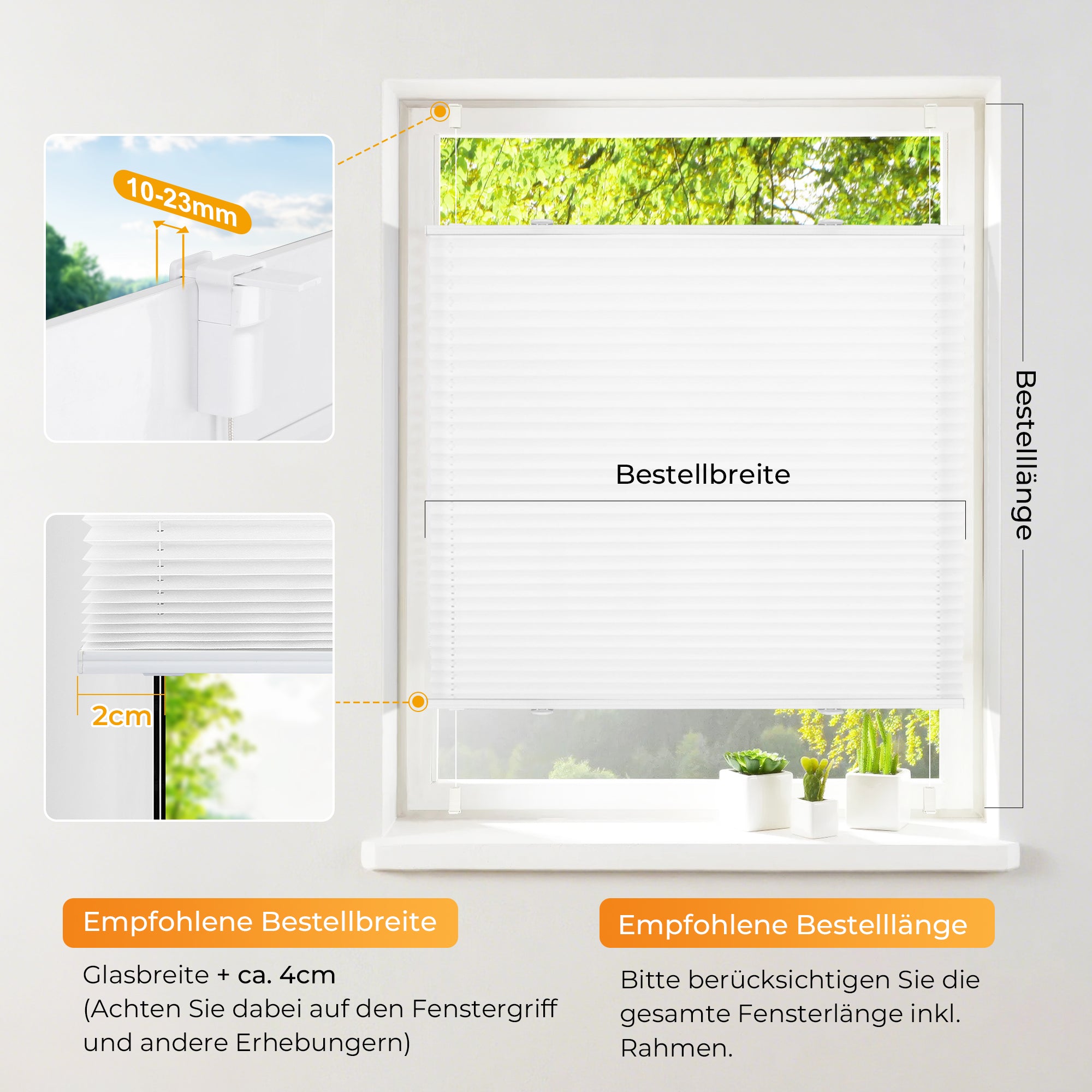 HOMEDEMO Plissee Klemmfix-Weiß