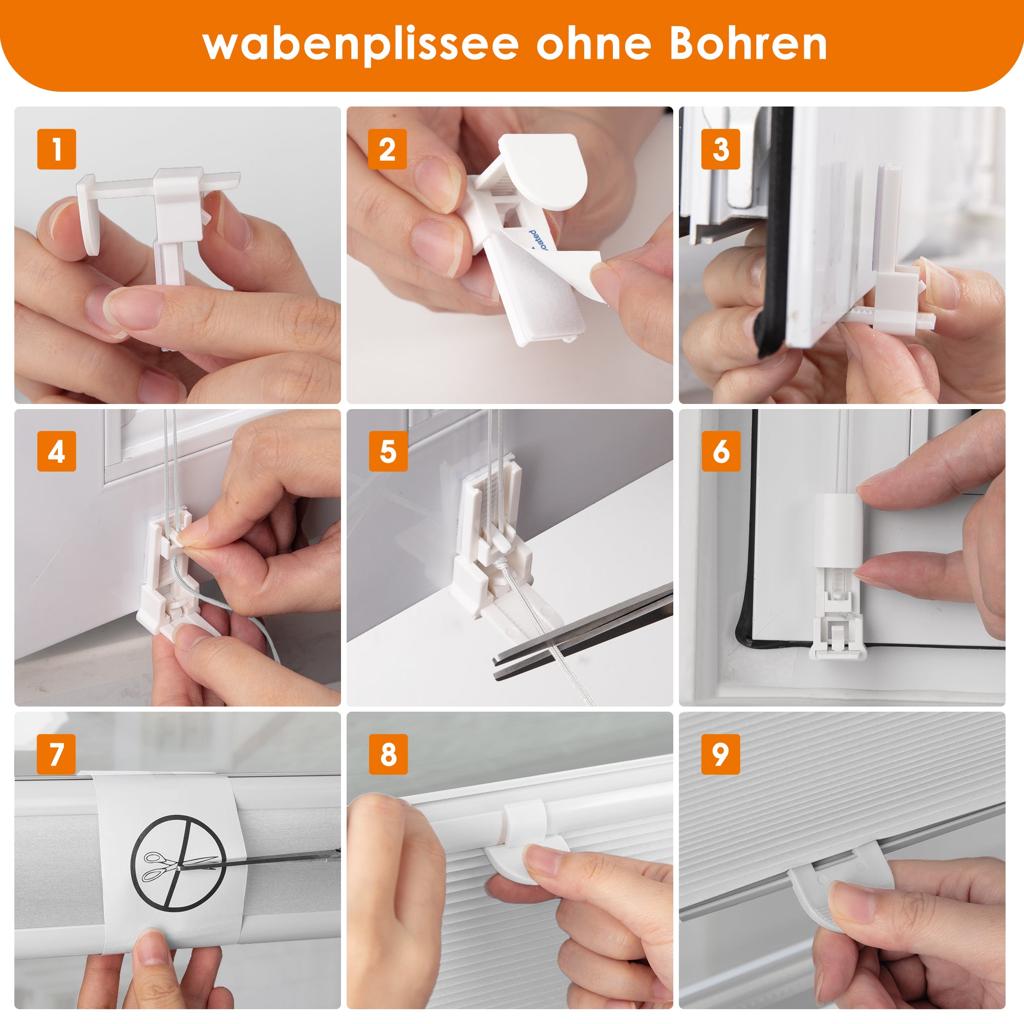 HOMEDEMO Wabenplissee Plissee ohne Bohren Klemmfix Verdunklung Thermo Zweifarbig