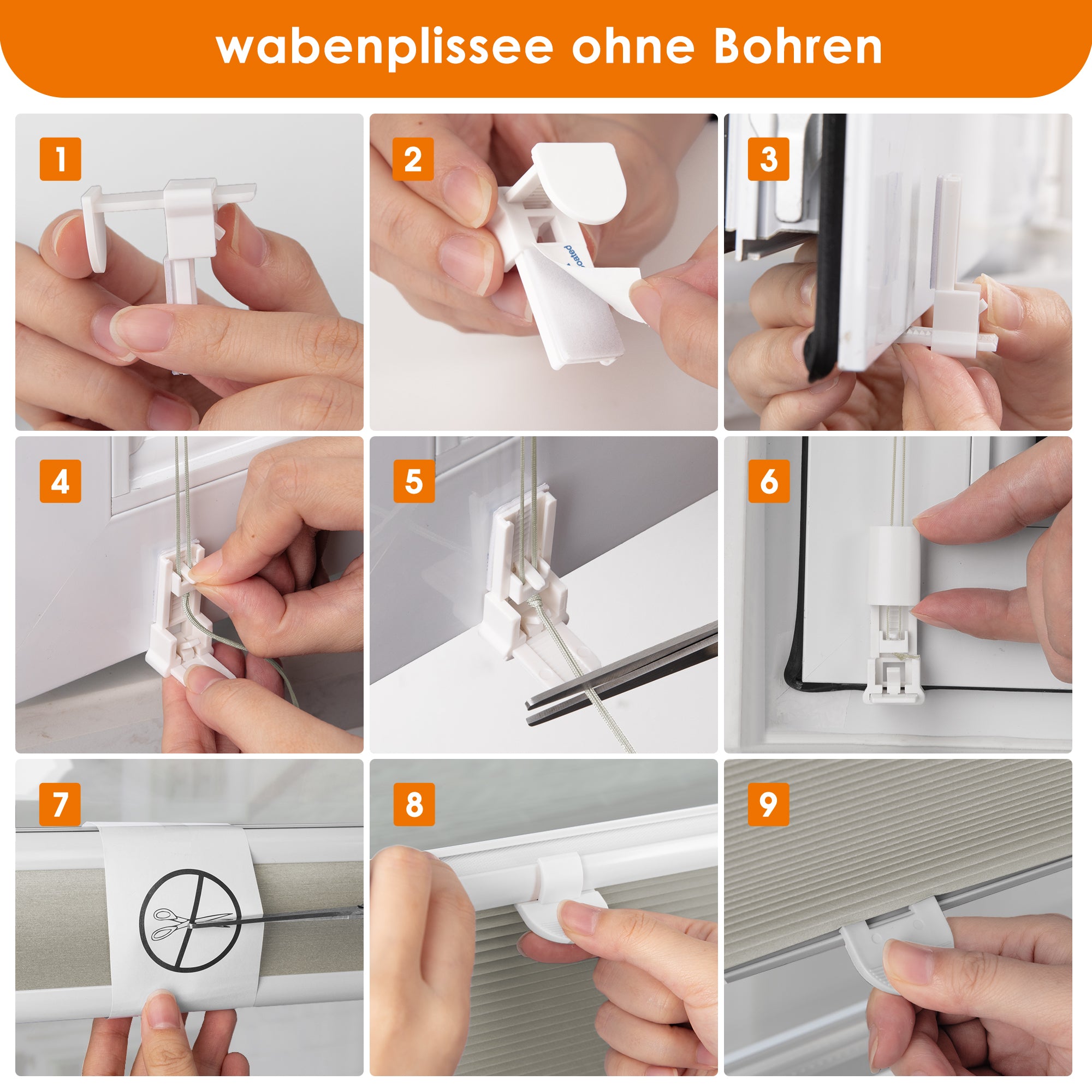 HOMEDEMO Wabenplissee Plissee ohne Bohren Klemmfix Verdunklung Thermo Zweifarbig