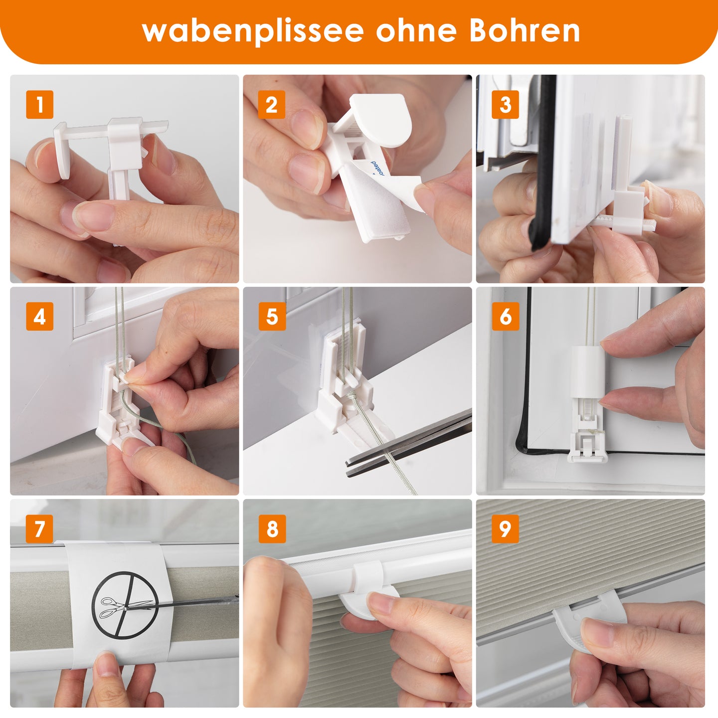 HOMEDEMO Wabenplissee Plissee ohne Bohren Klemmfix Verdunklung Thermo Zweifarbig