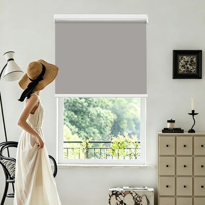 Elektrisches Rollo M100 Motorrollo silberbeschichtet vollverdunkelnd wärmedämmend Fensterrollo mit Funkmotor für Schlafzimmer Wohnzimmer Büro