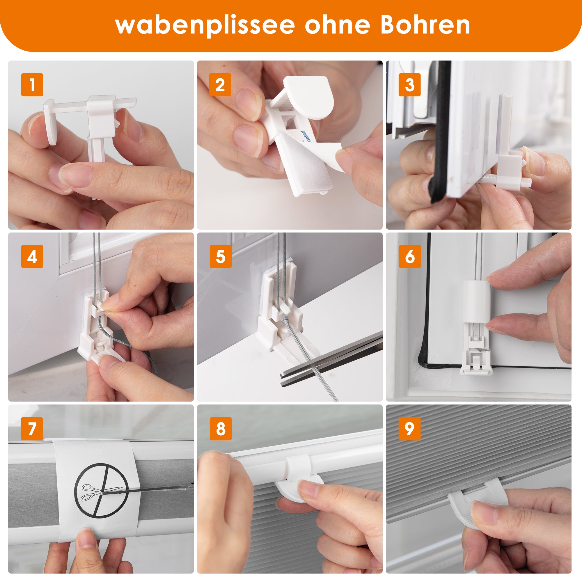 HOMEDEMO Wabenplissee Plissee ohne Bohren Klemmfix Verdunklung Thermo Zweifarbig