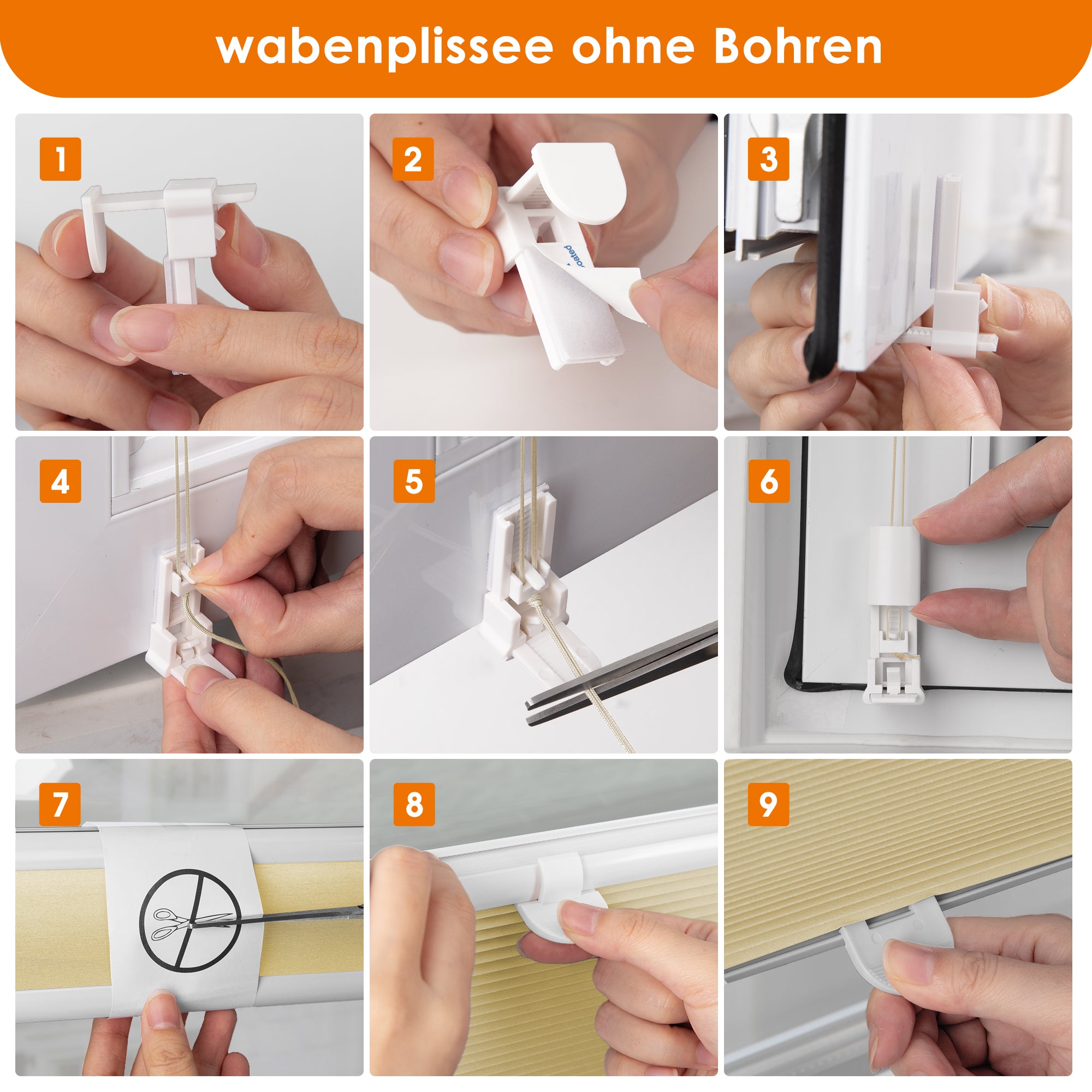 HOMEDEMO Wabenplissee Plissee ohne Bohren Klemmfix Verdunklung Thermo Zweifarbig