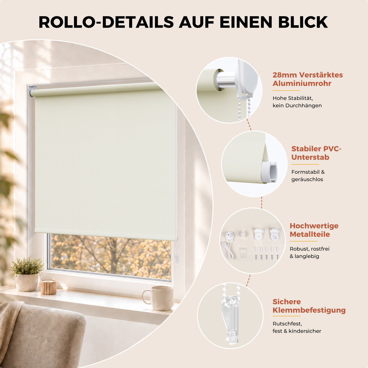 HOMEDEMO Verdunklungsrollo mit Bohren