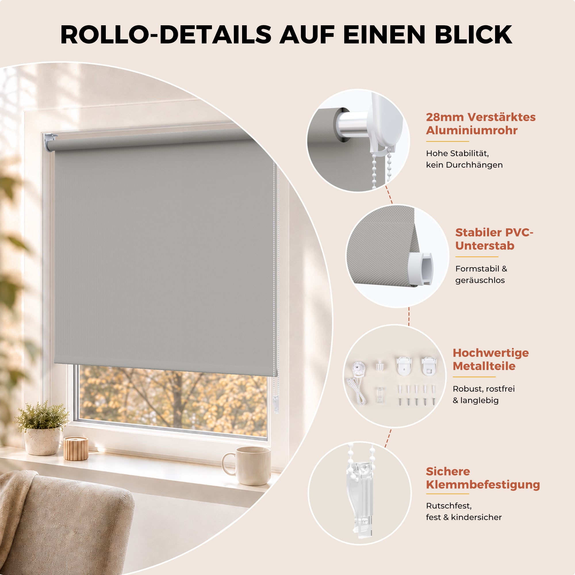 HOMEDEMO Verdunklungsrollo mit Bohren