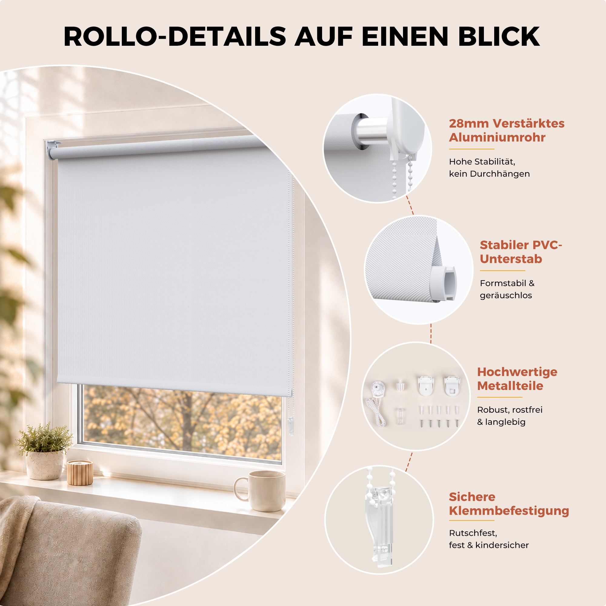 HOMEDEMO Verdunklungsrollo mit Bohren