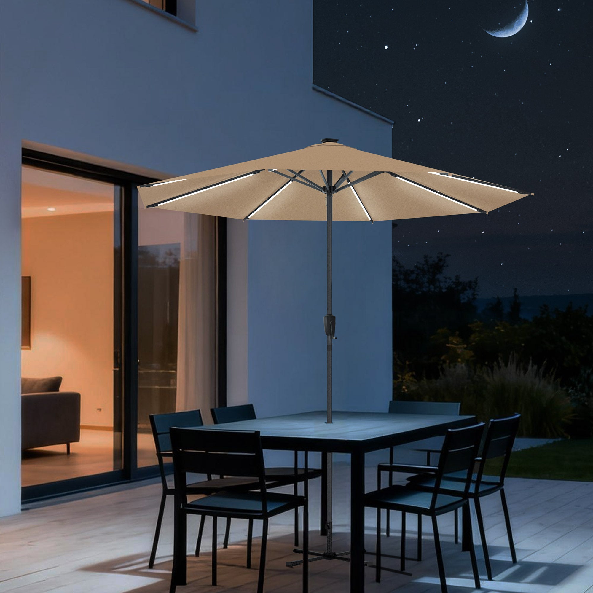 HOMEDEMO LED Gartenschirm mit Kurbel