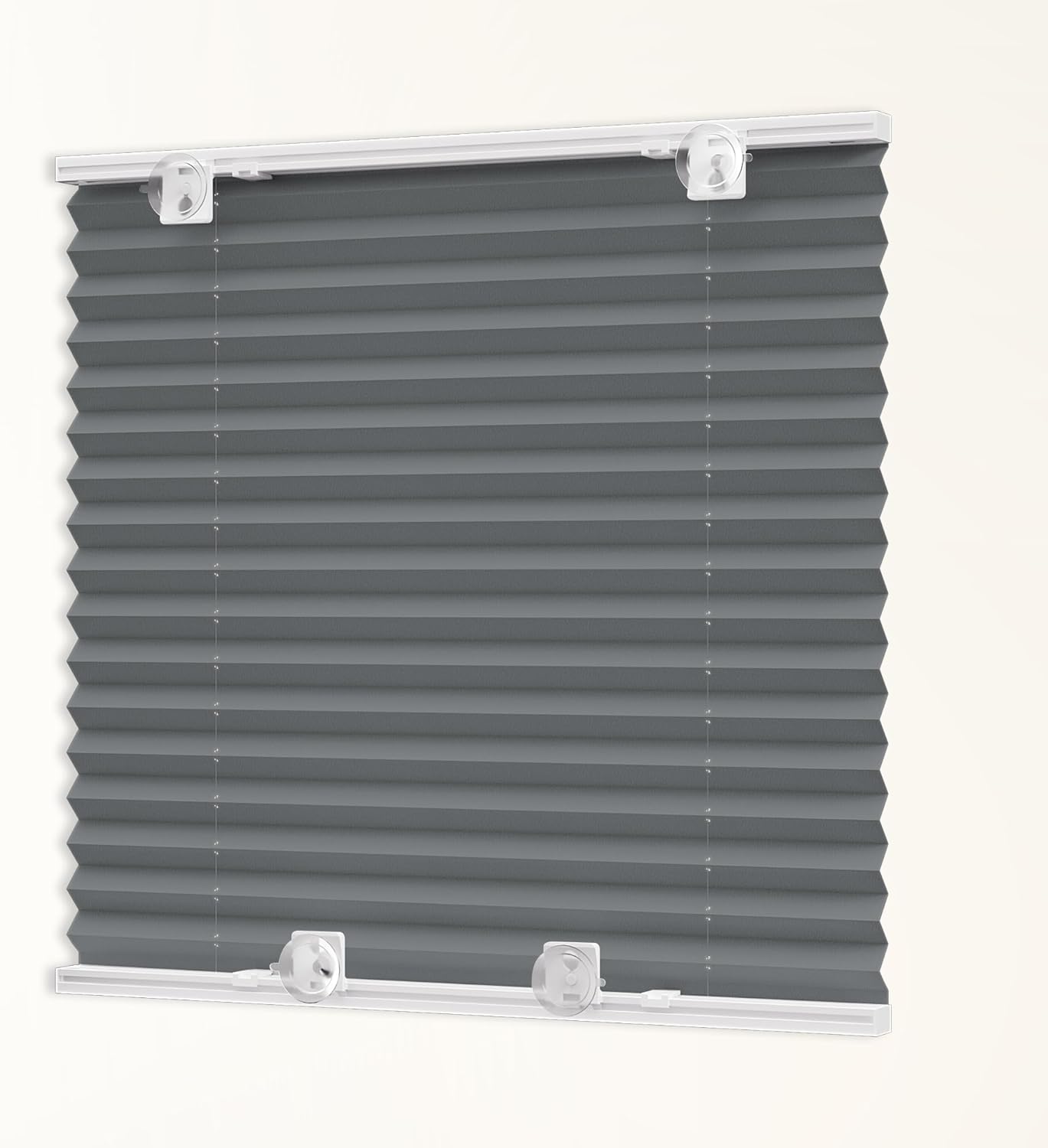 HOMEDEMO Plissee ohne Bohren mit Saugnäpfen, Blickdicht & UV-Schutz, Plisseerollo für Fenster, Dachfenster, Holzfenster, Balkontüren, Wohnmobilfenster
